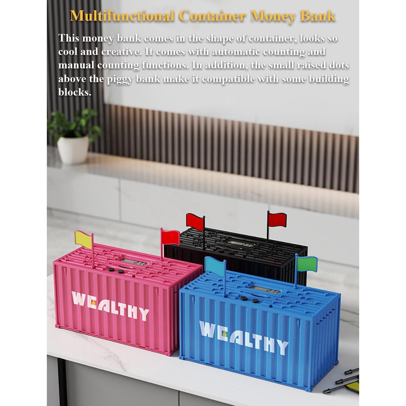 Banco de Monedas Inteligente Contador LCD Negro 19x10cm