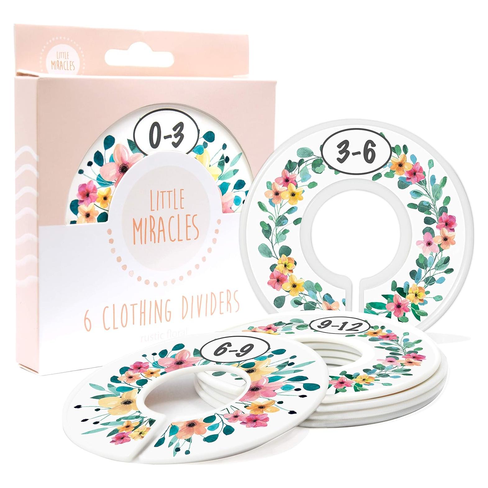 Divisores de Closet para Bebé Rústico Floral - 6 Meses