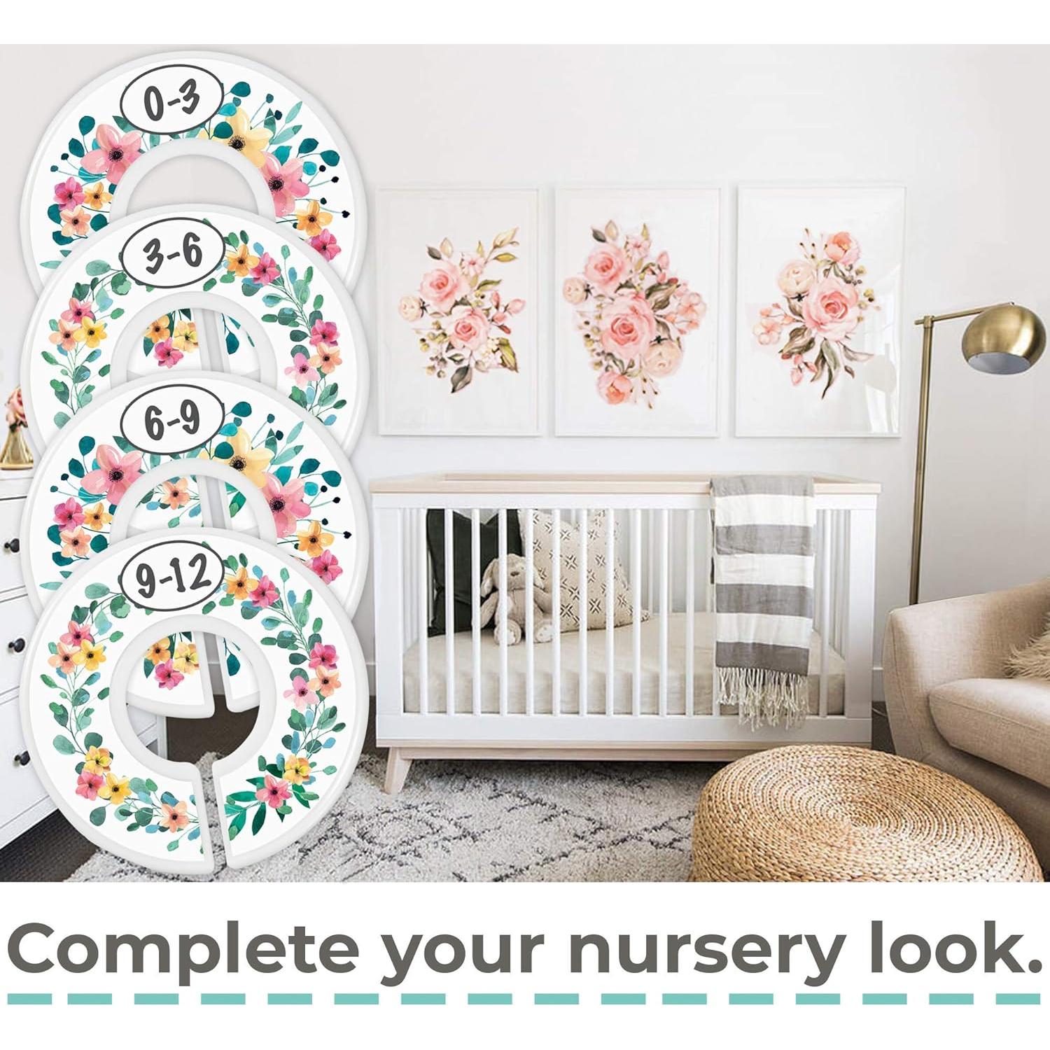 Divisores de Closet para Bebé Rústico Floral - 6 Meses