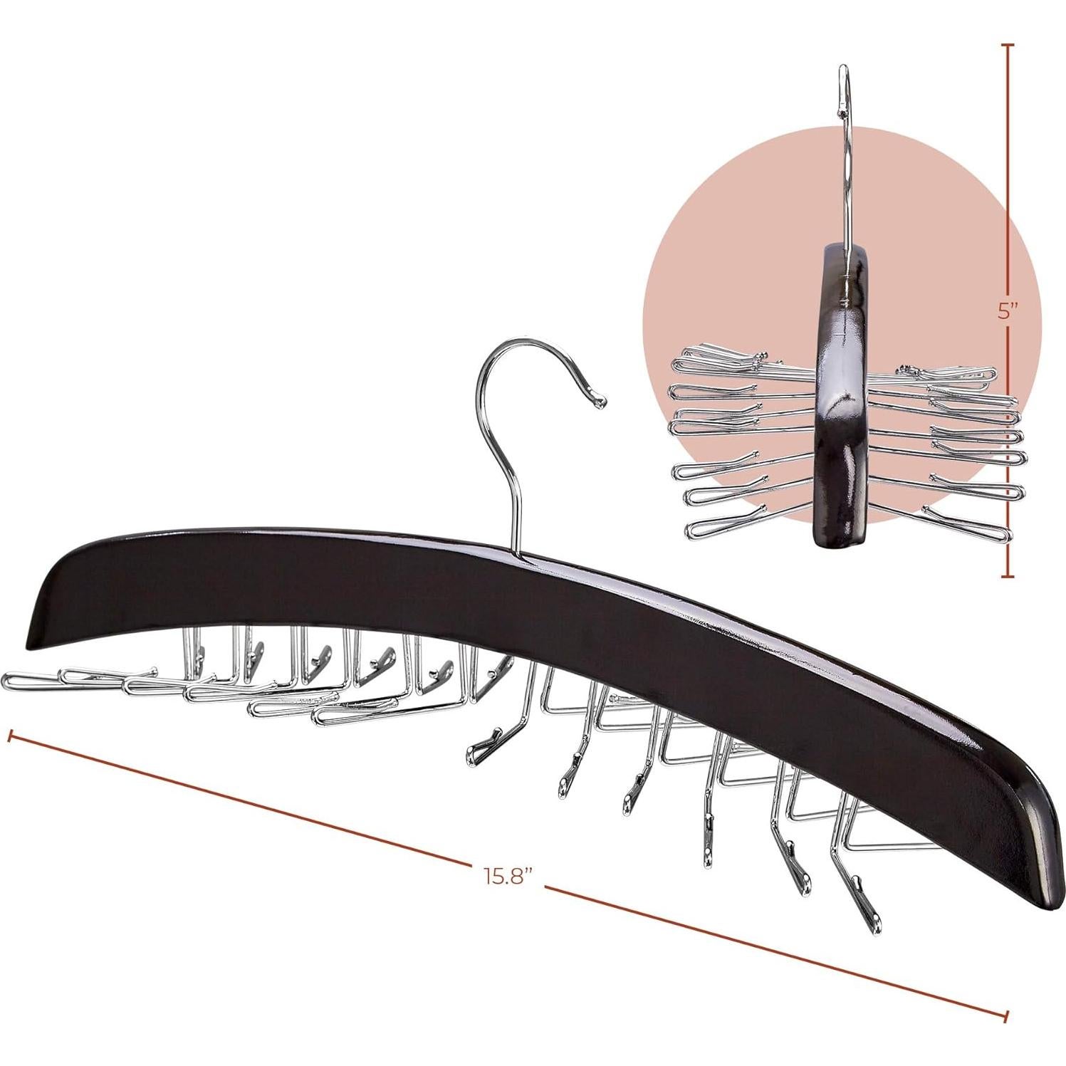 Organizador Colgante de Corbatas Richards de Madera Nogal 24 Corbatas