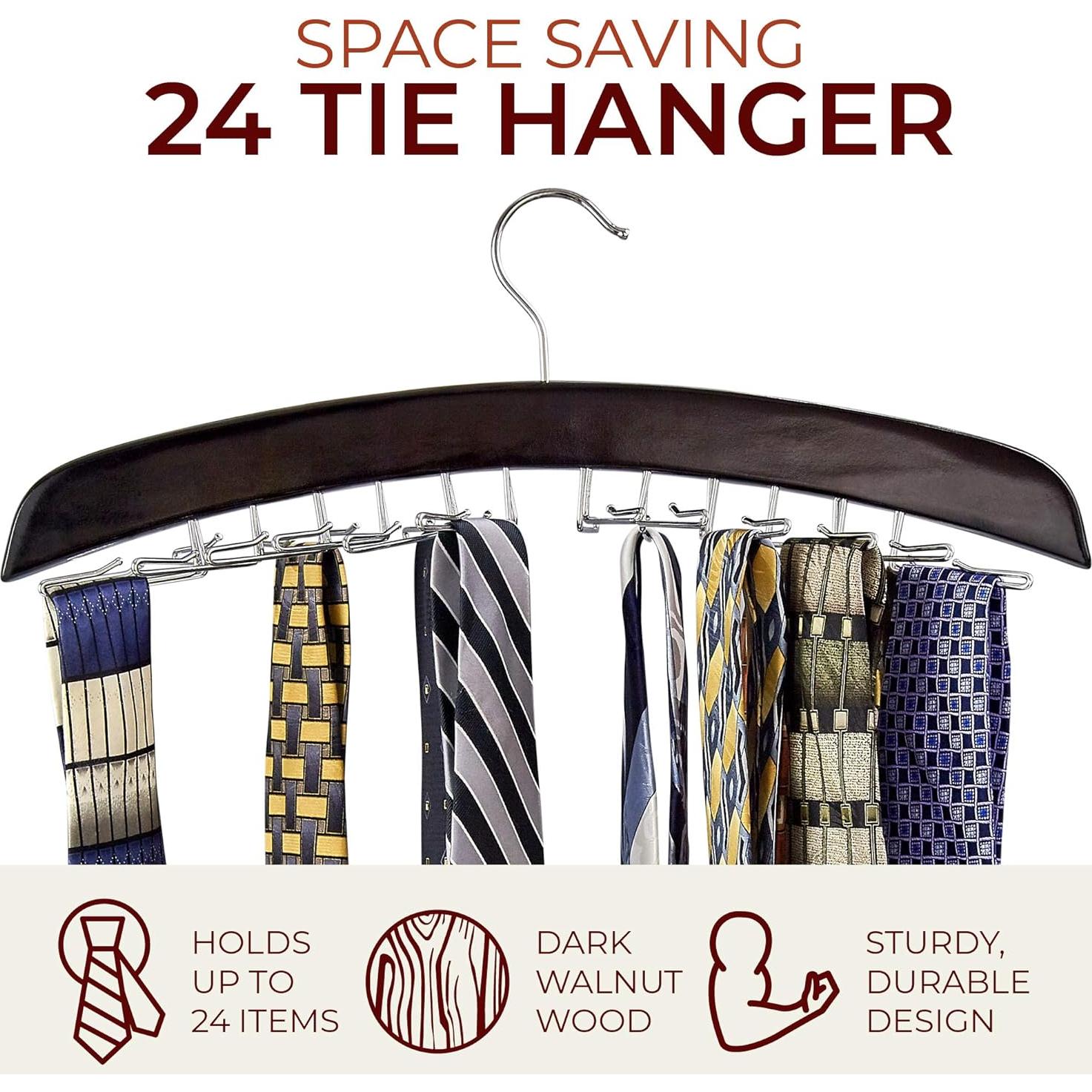 Organizador Colgante de Corbatas Richards de Madera Nogal 24 Corbatas