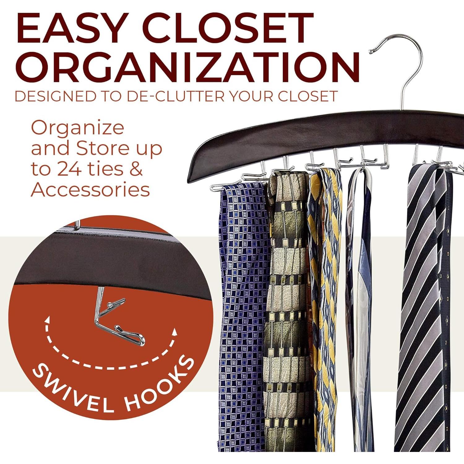 Organizador Colgante de Corbatas Richards de Madera Nogal 24 Corbatas