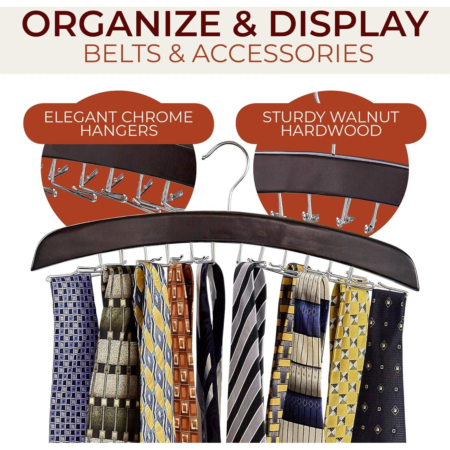 Organizador Colgante de Corbatas Richards de Madera Nogal 24 Corbatas