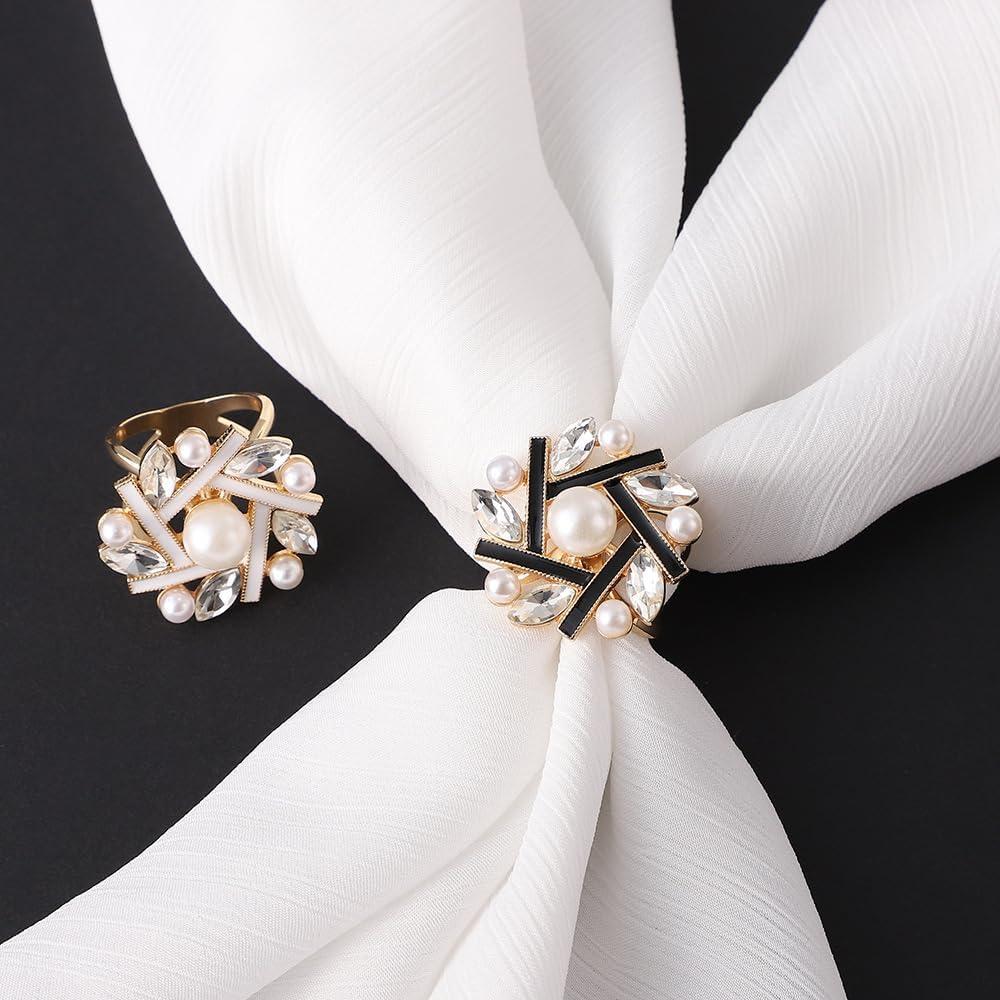 Anillo de bufanda de perlas para mujer estilo 1 negro