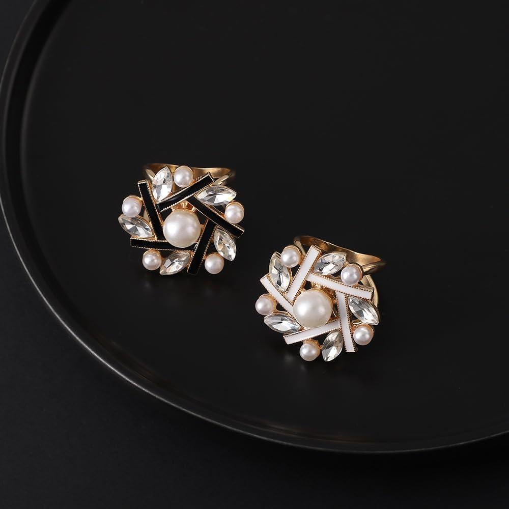 Anillo de bufanda de perlas para mujer estilo 1 negro