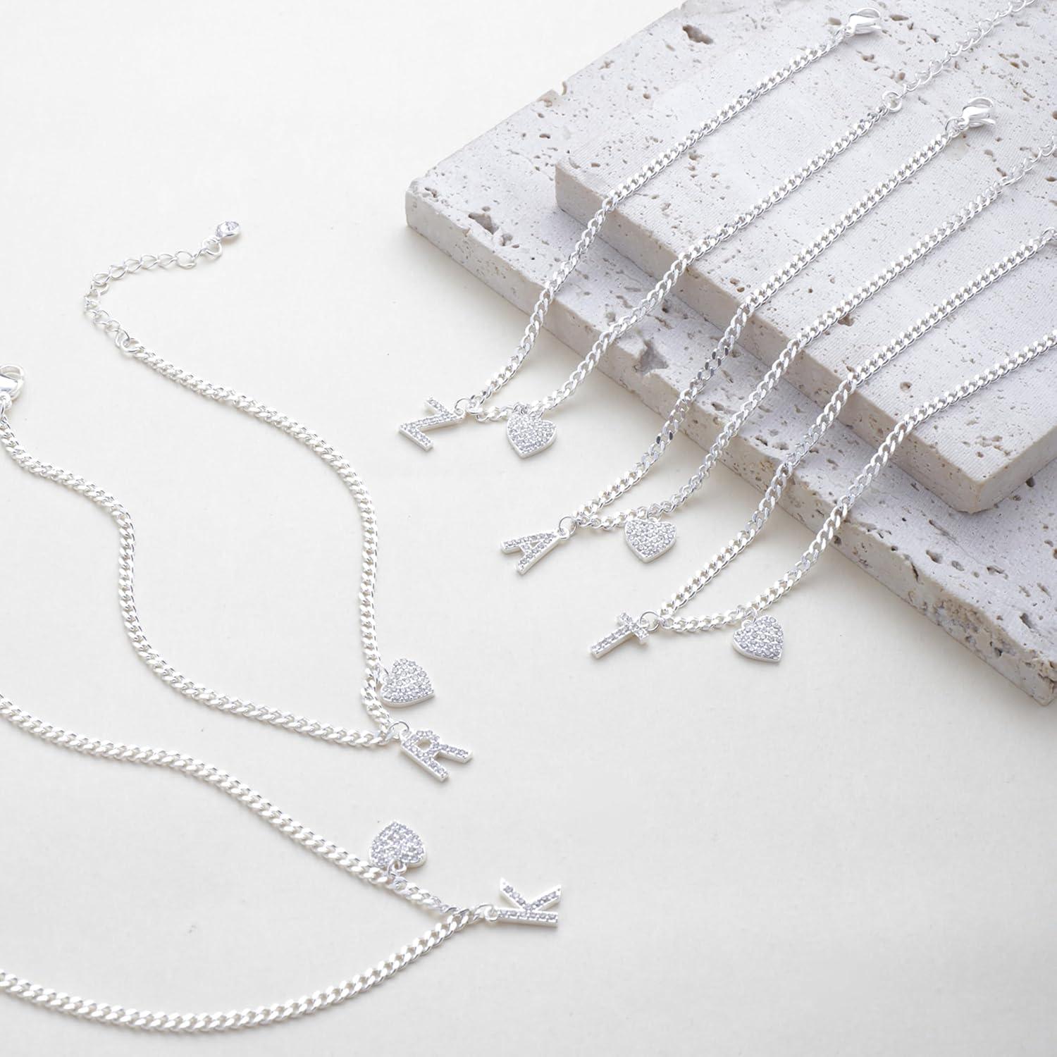 Tobillera de Oro 14k para Mujeres con Inicial en Corazón Ajustable