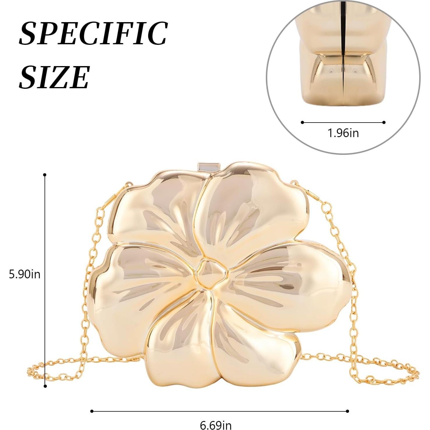 Bolso de Acrílico GOKTOW en Forma de Flor para Mujeres - Oro
