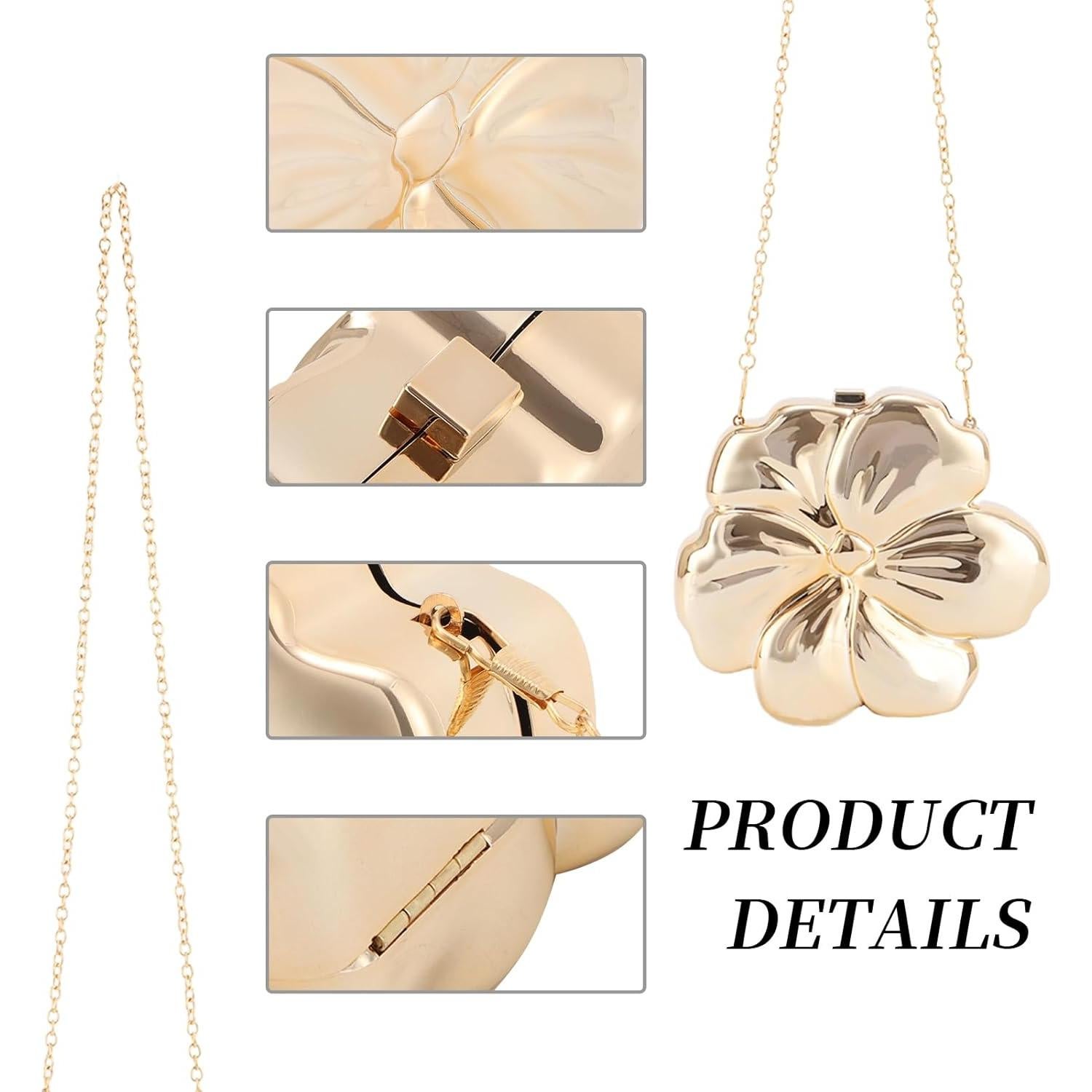 Bolso de Acrílico GOKTOW en Forma de Flor para Mujeres - Oro