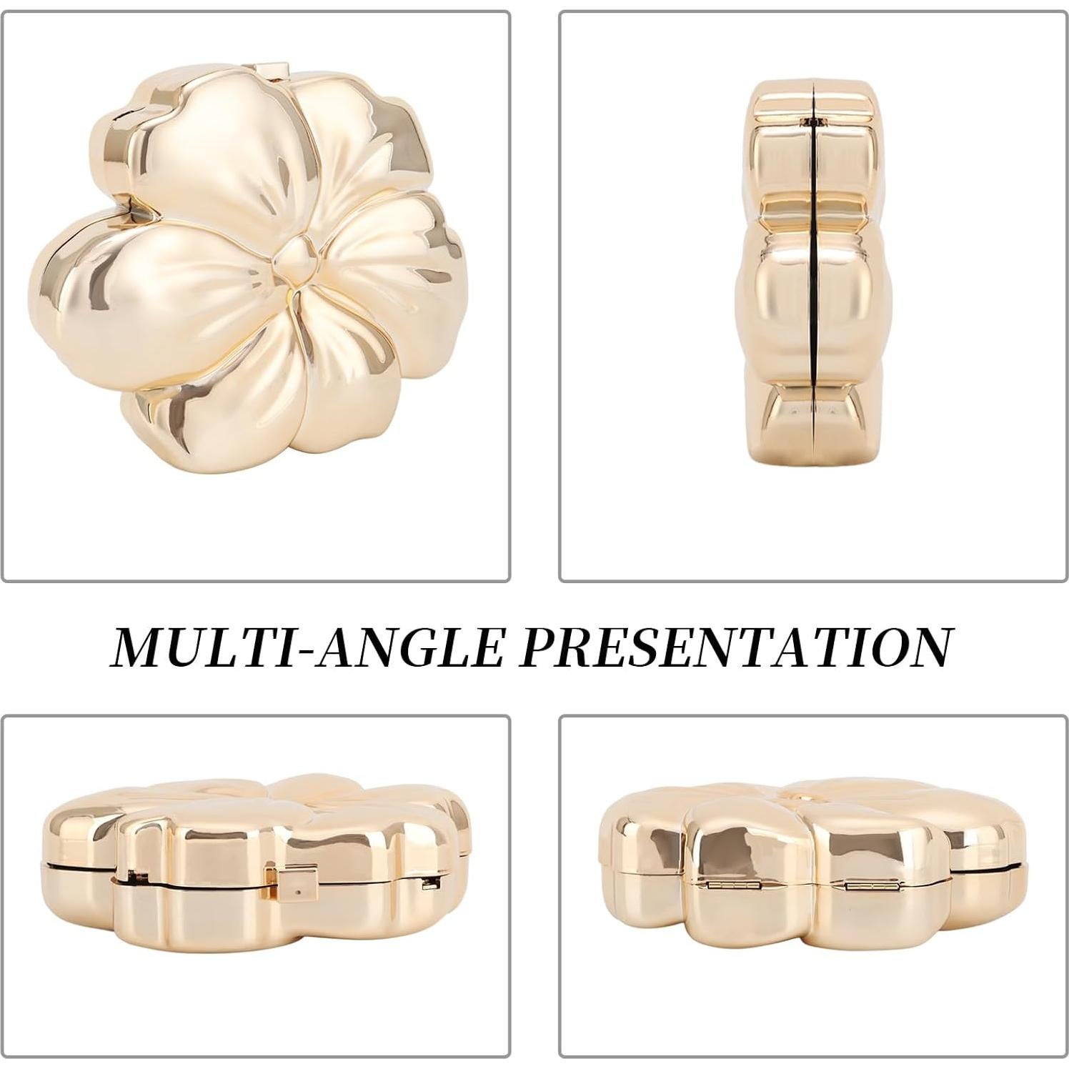 Bolso de Acrílico GOKTOW en Forma de Flor para Mujeres - Oro