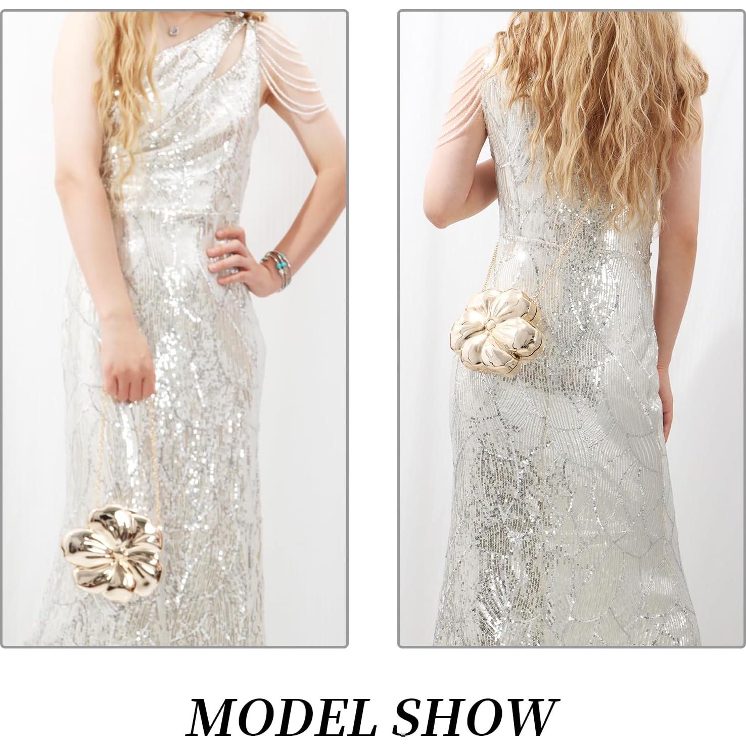 Bolso de Acrílico GOKTOW en Forma de Flor para Mujeres - Oro