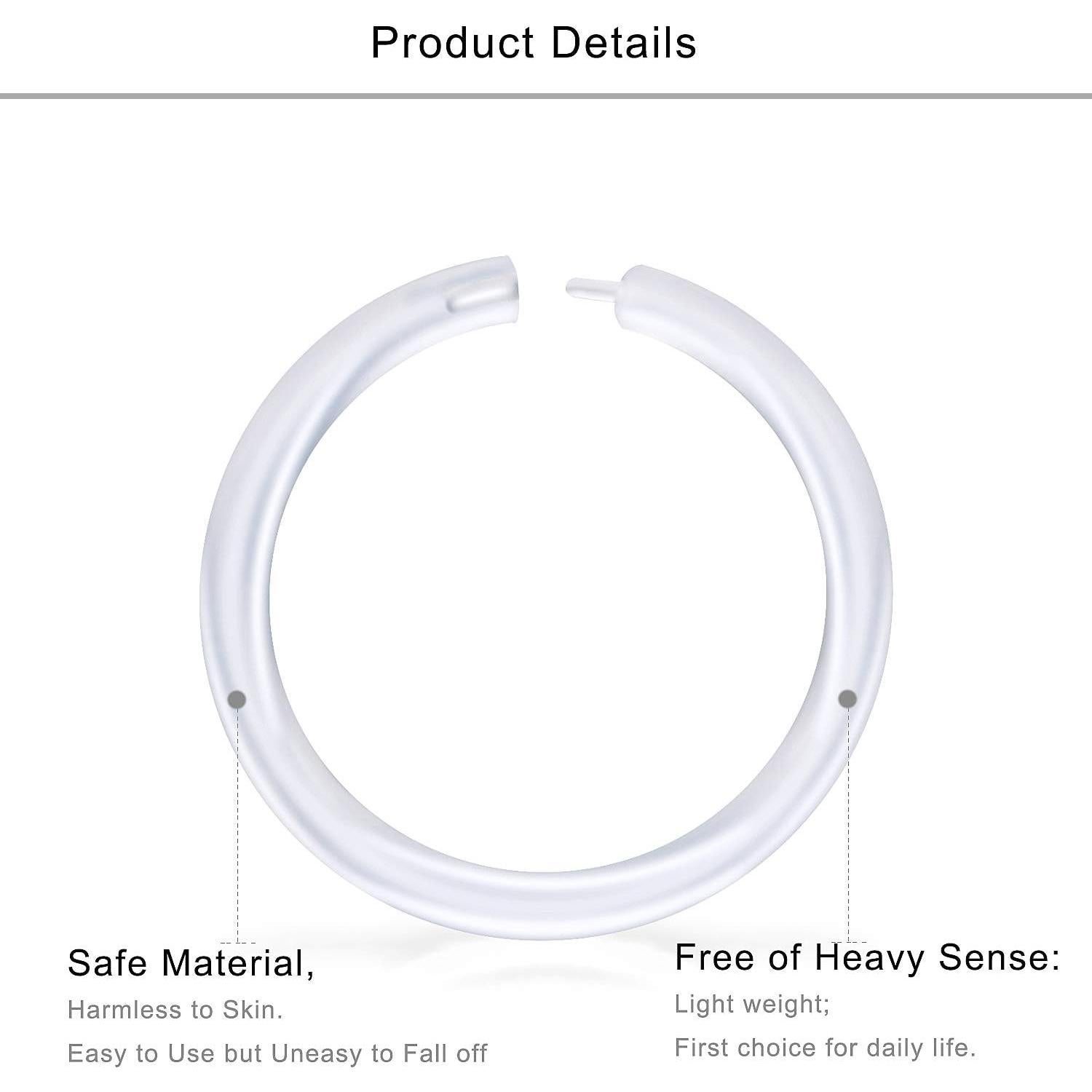 24 Aros de Septum Transparentes Lcolyoli 16G Diámetro 10mm