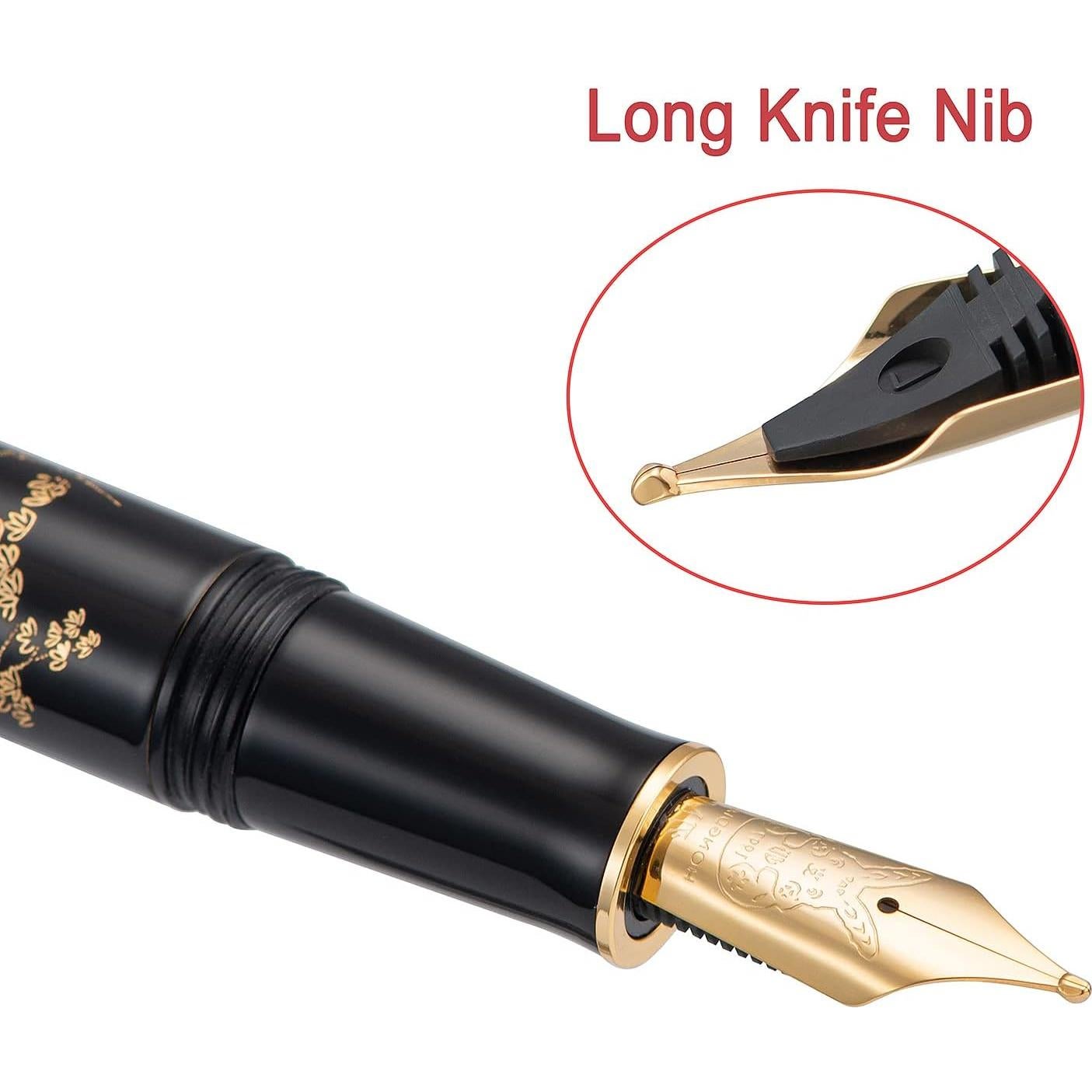 Pluma Fuente Hongdian N23 Negra con Grabado Conejo 0.7mm