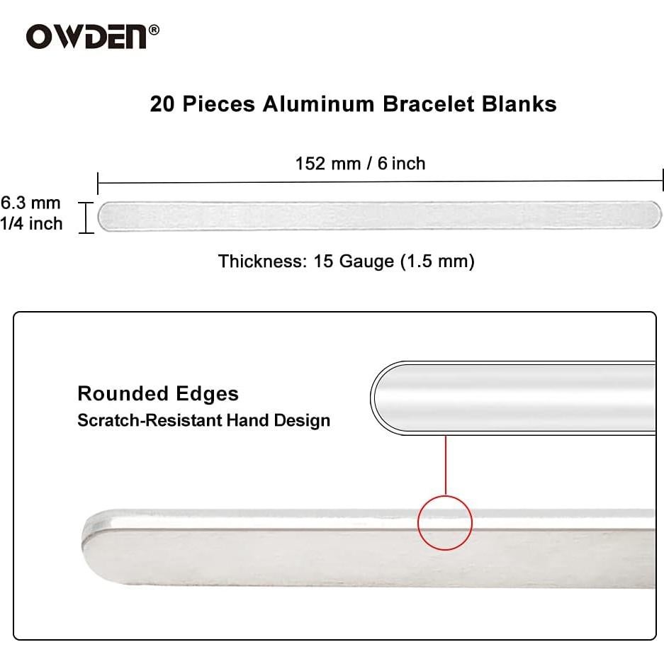 Plantillas de pulsera de aluminio Owden 20 piezas 0.64x15.24 cm