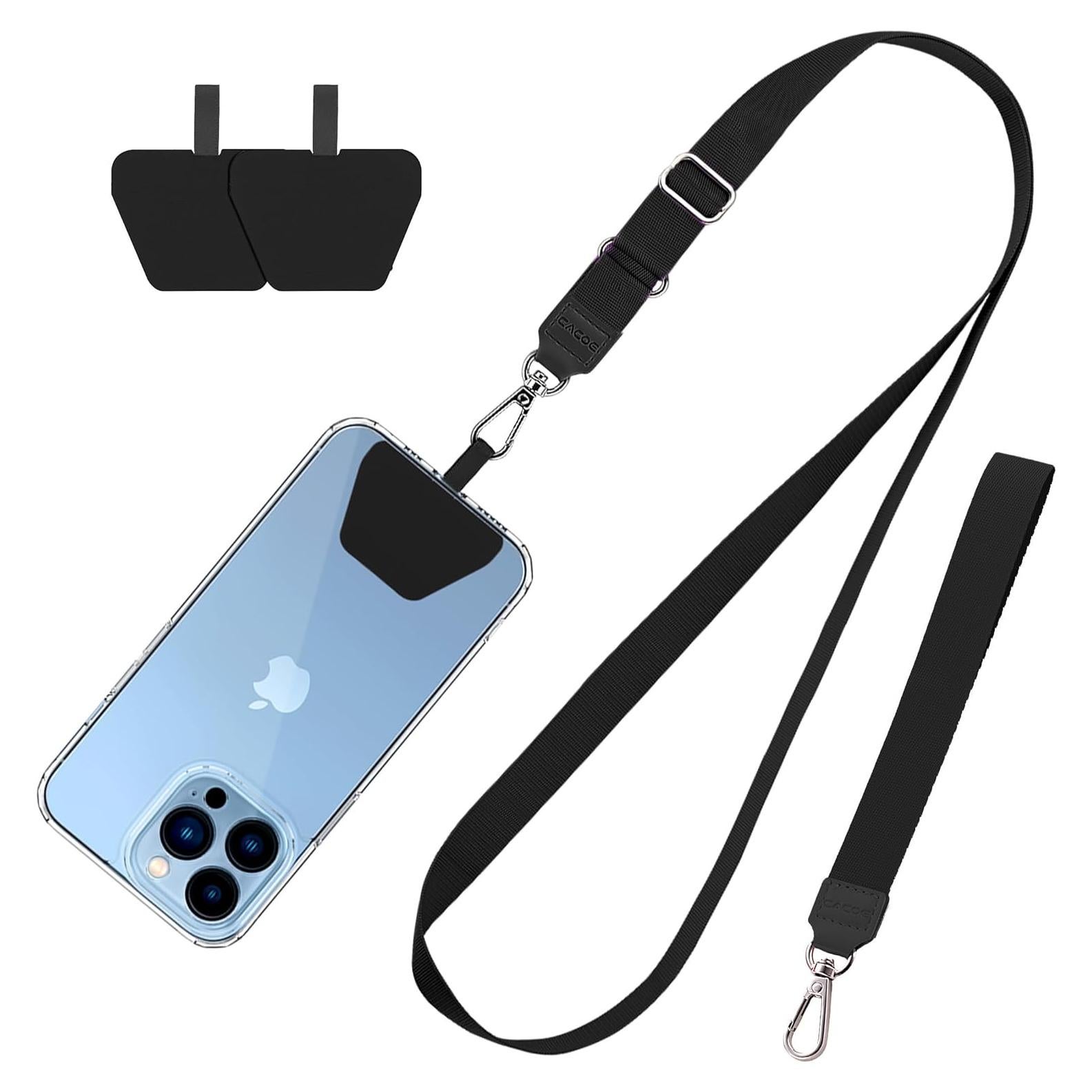 Lanyard Ajustable CACOE para Teléfono - 2 Pcs, Negro