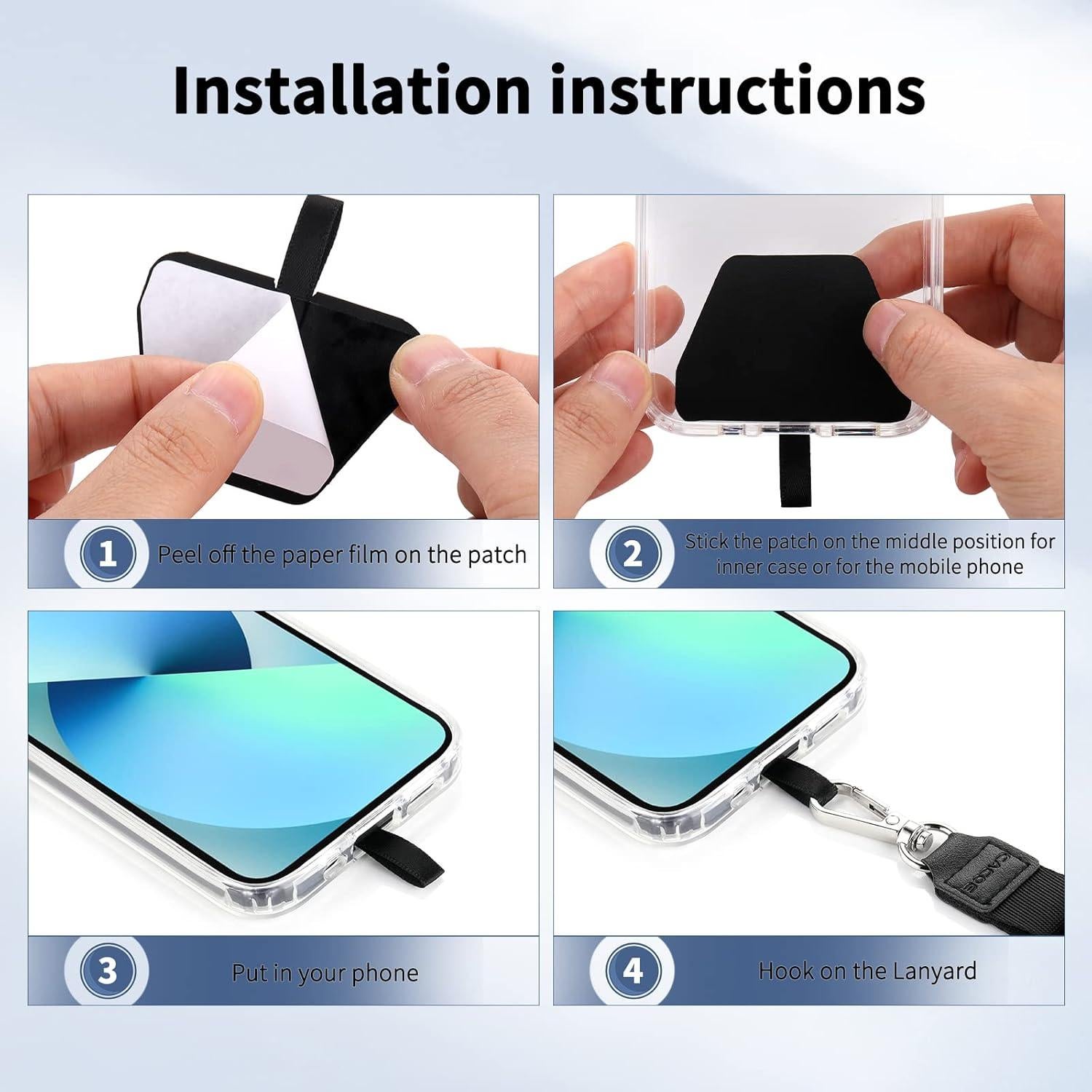 Lanyard Ajustable CACOE para Teléfono - 2 Pcs, Negro