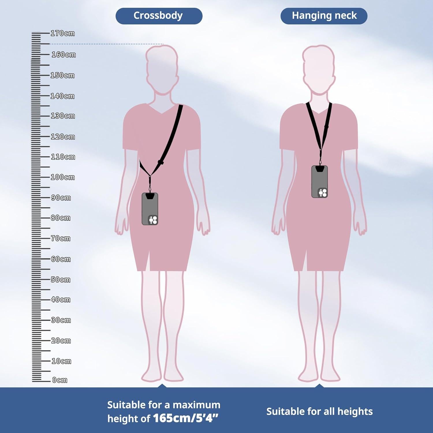 Lanyard Ajustable CACOE para Teléfono - 2 Pcs, Negro