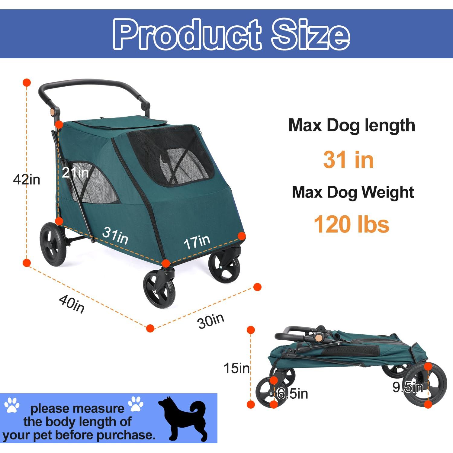 Carrito Plegable para Perros Sejone Verde Oscuro 11kg