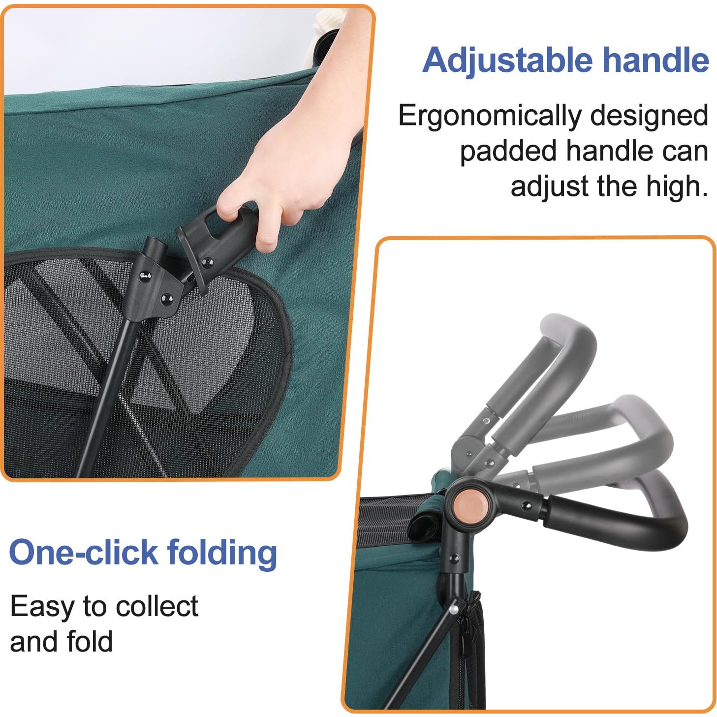 Carrito Plegable para Perros Sejone Verde Oscuro 11kg