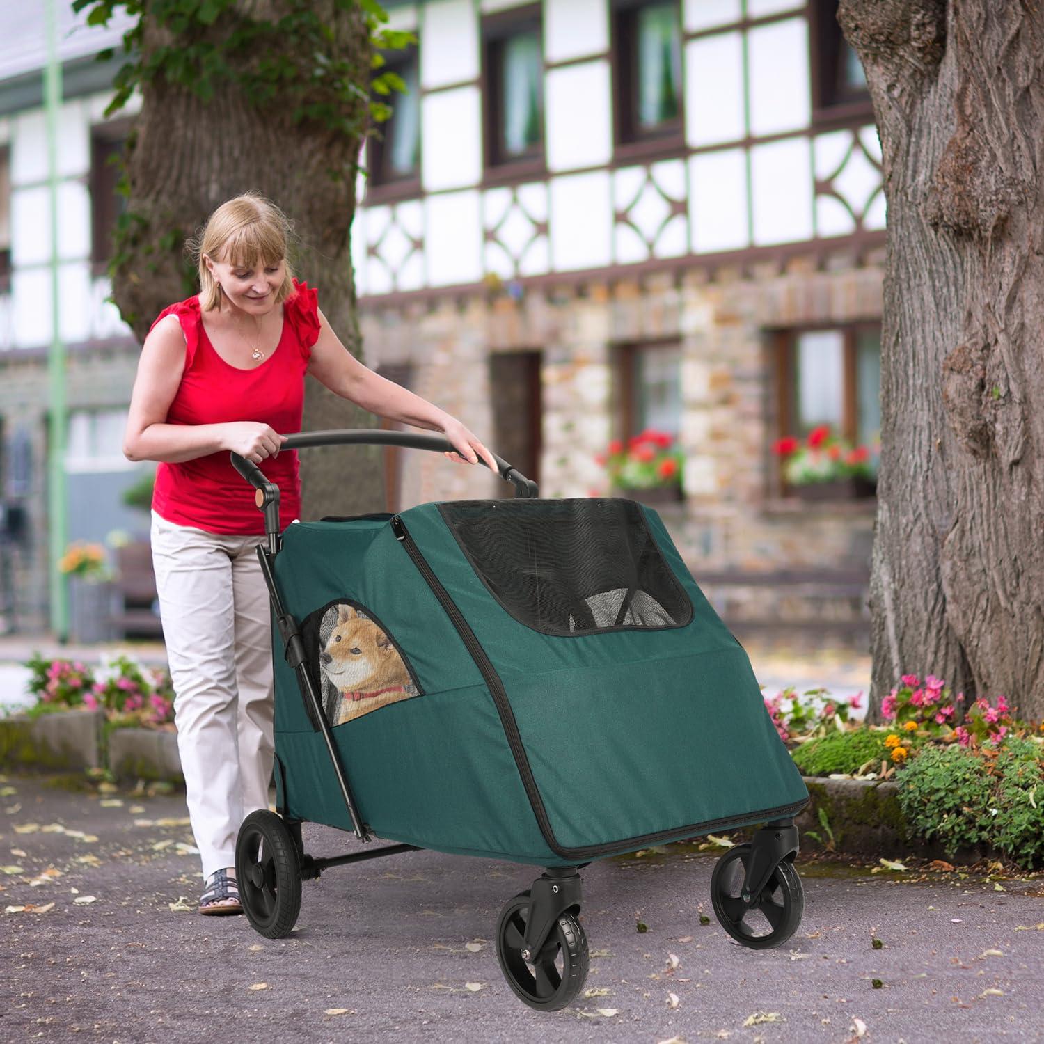Carrito Plegable para Perros Sejone Verde Oscuro 11kg
