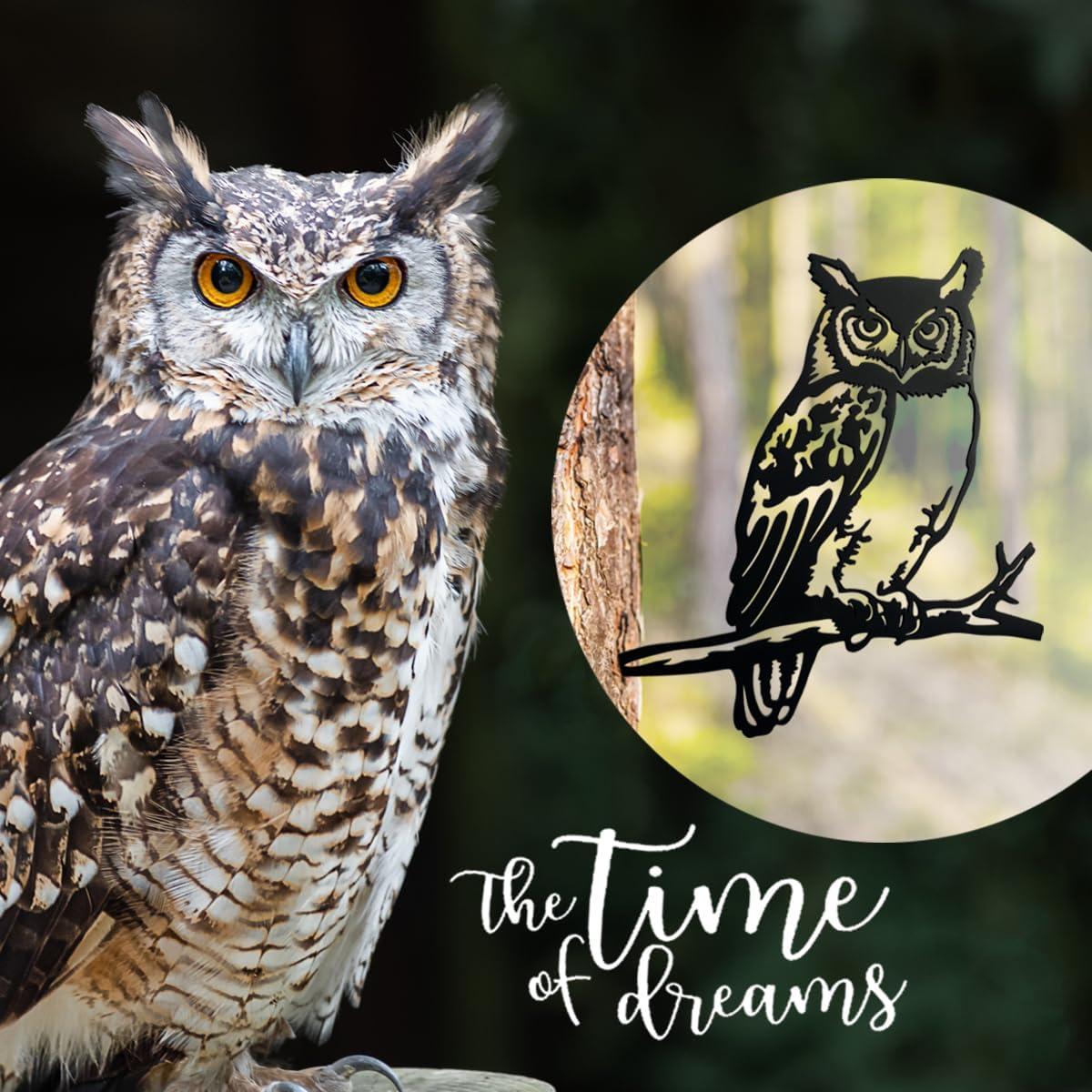 Escultura de Búho de Jardín OULYDEKO 30x29cm Metal Negro