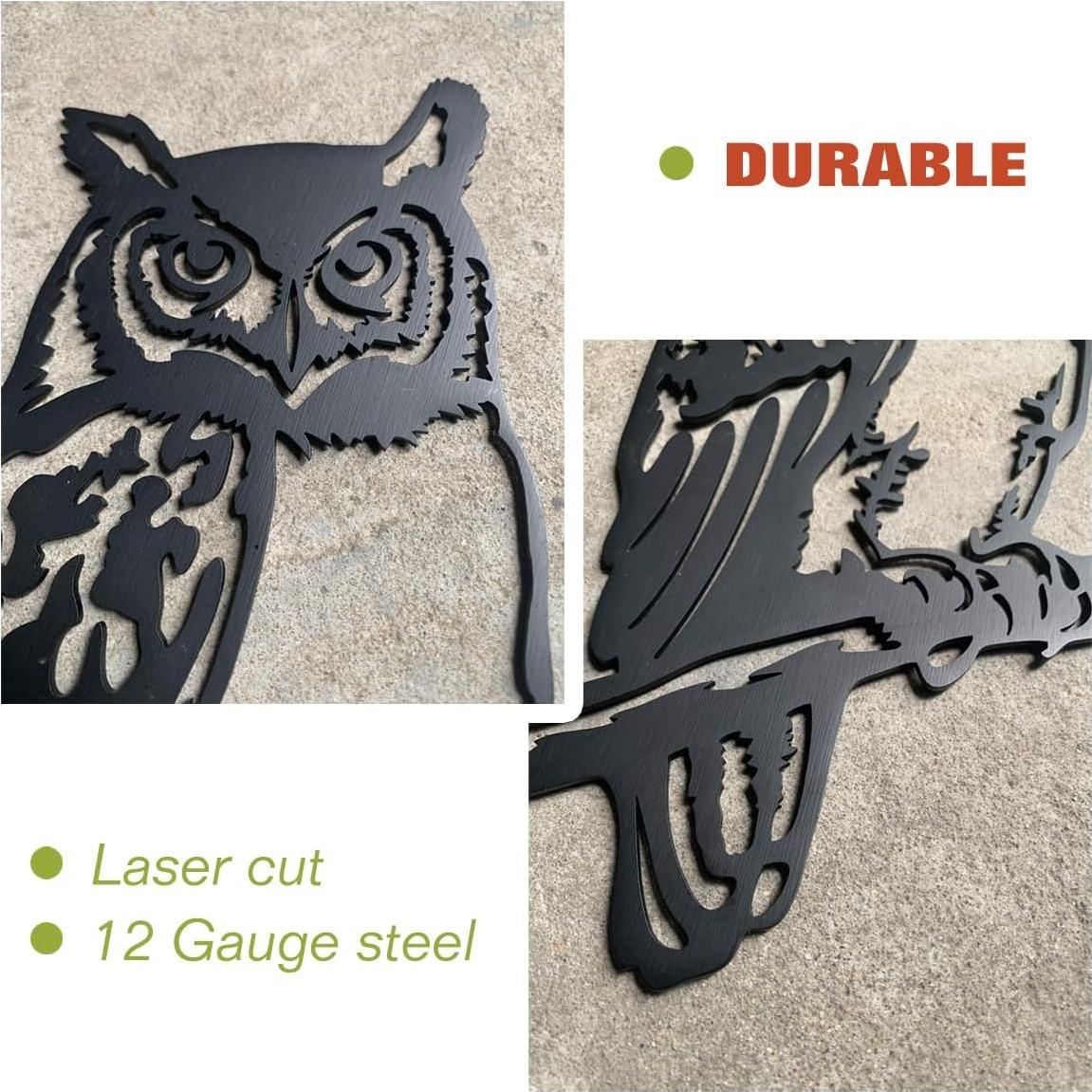 Escultura de Búho de Jardín OULYDEKO 30x29cm Metal Negro