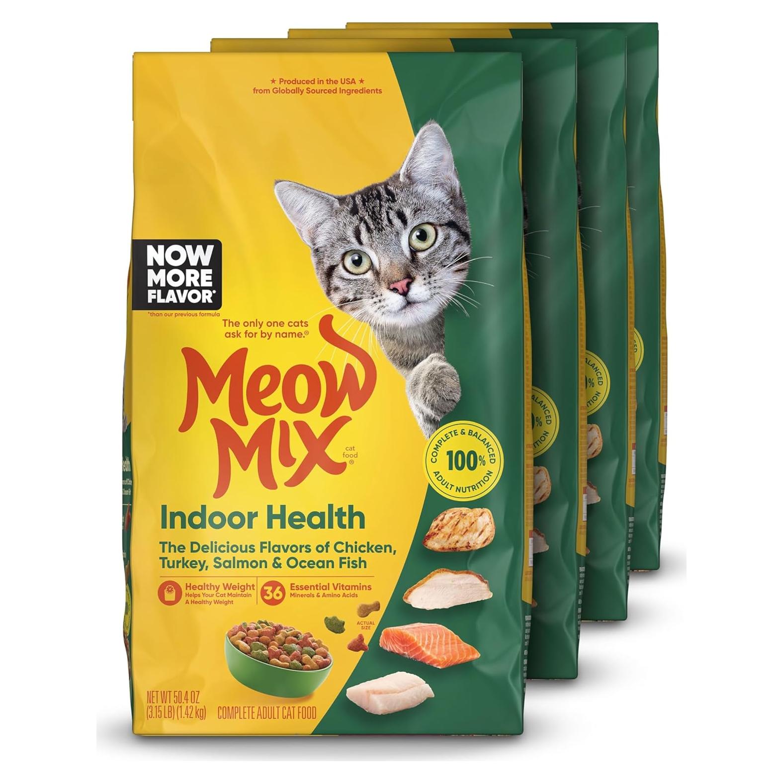 Comida Seca para Gatos Meow Mix Salud Interior 4x1.43kg