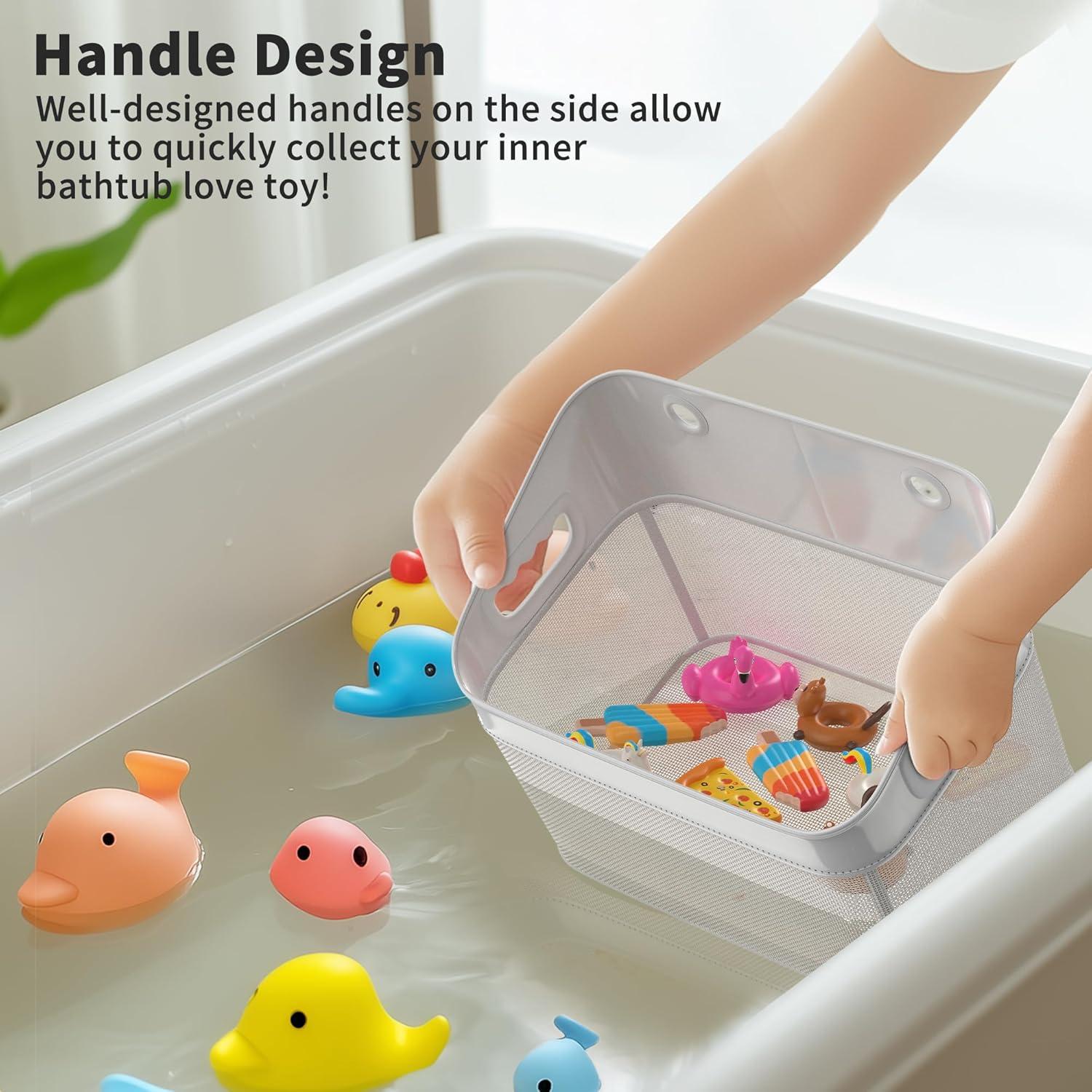 Organizador de Juguetes de Baño GloTika, Malla Beige, 30x30 cm