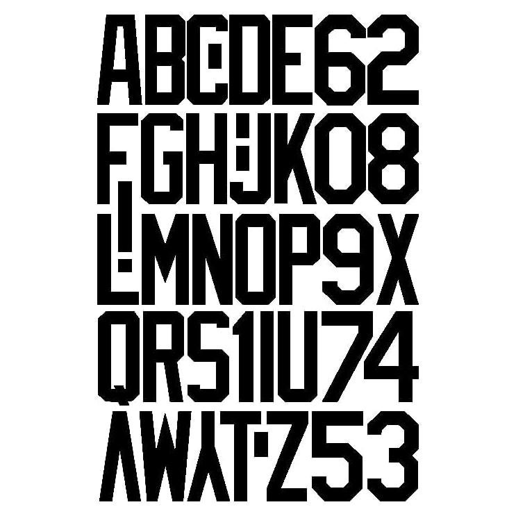 Letras de Transferencia de Calor Iron 'Em Dura-Felt Negro 2"