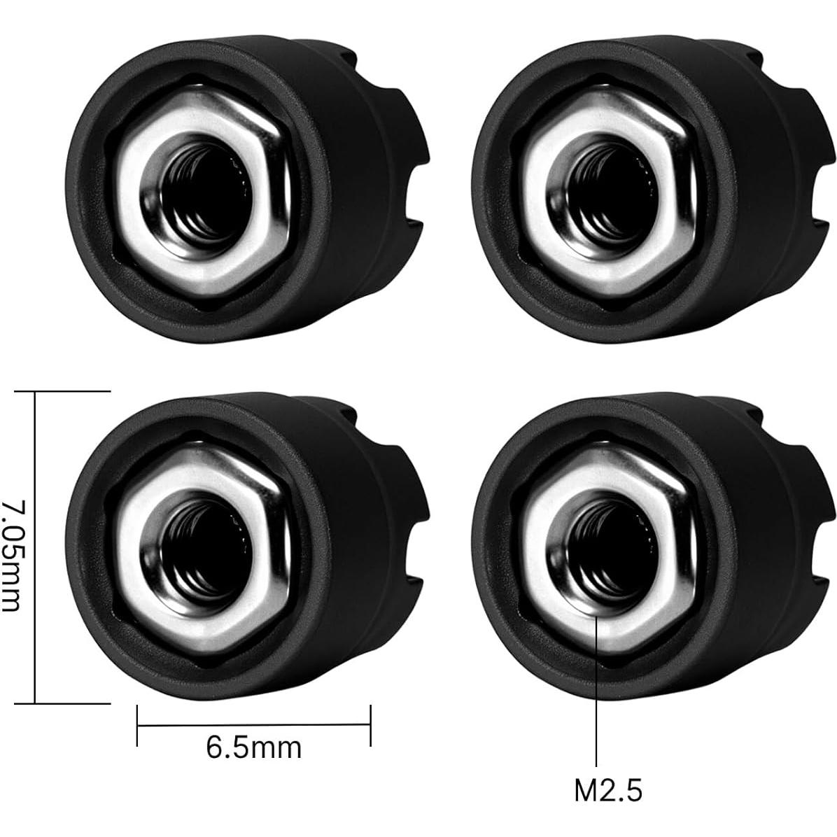 Tuercas de Bloqueo M2.5 INJORA con Tapa de Aluminio - Negro