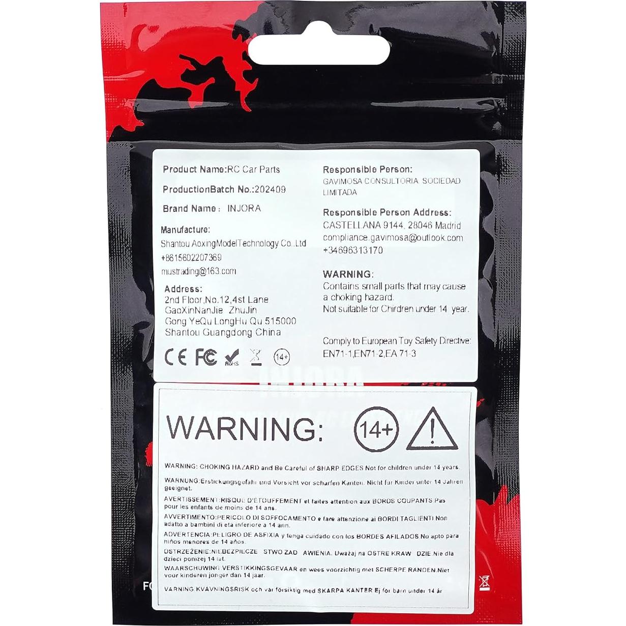 Tuercas de Bloqueo M2.5 INJORA con Tapa de Aluminio - Negro