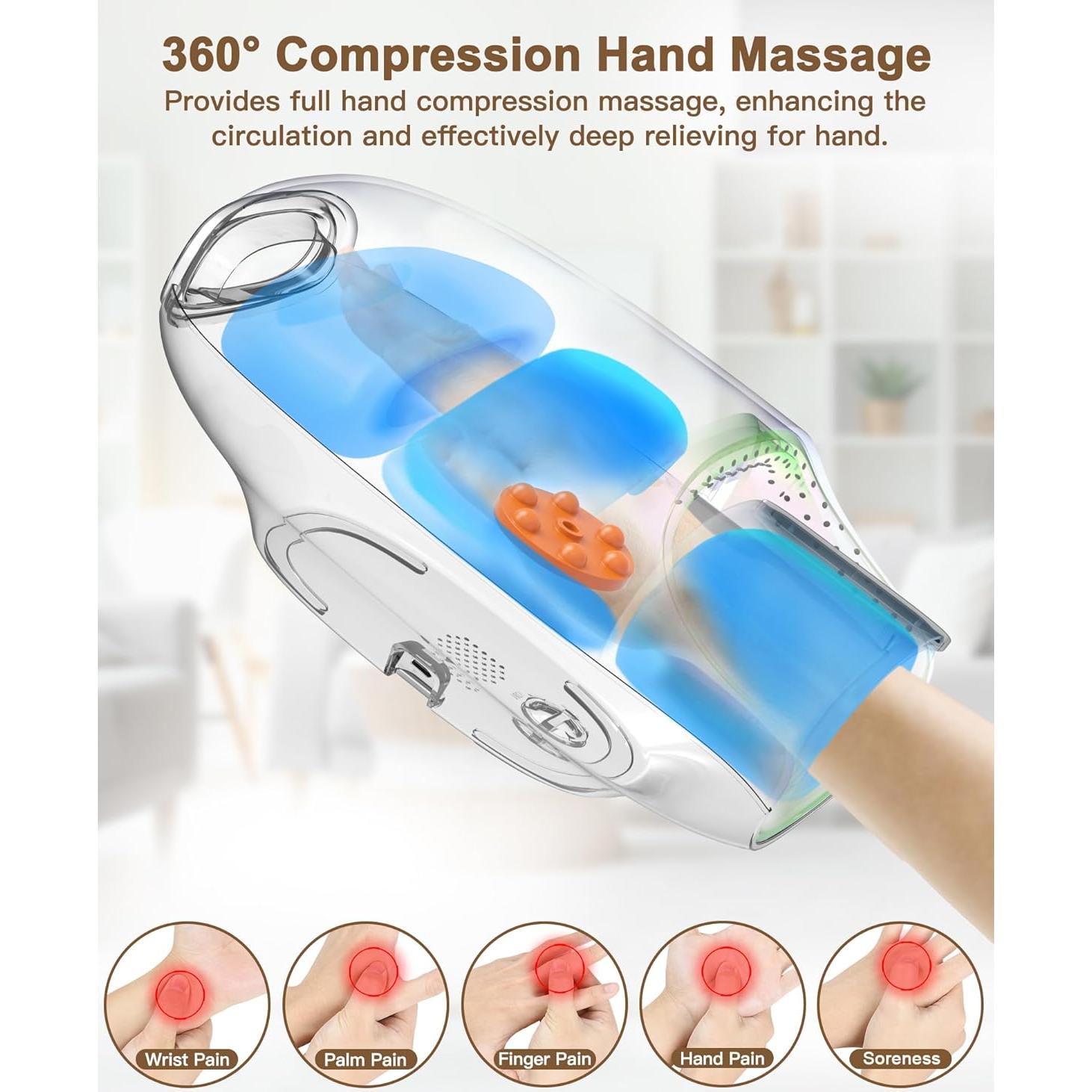 Masajeador de Manos JZBRAIN con Calor y Compresión