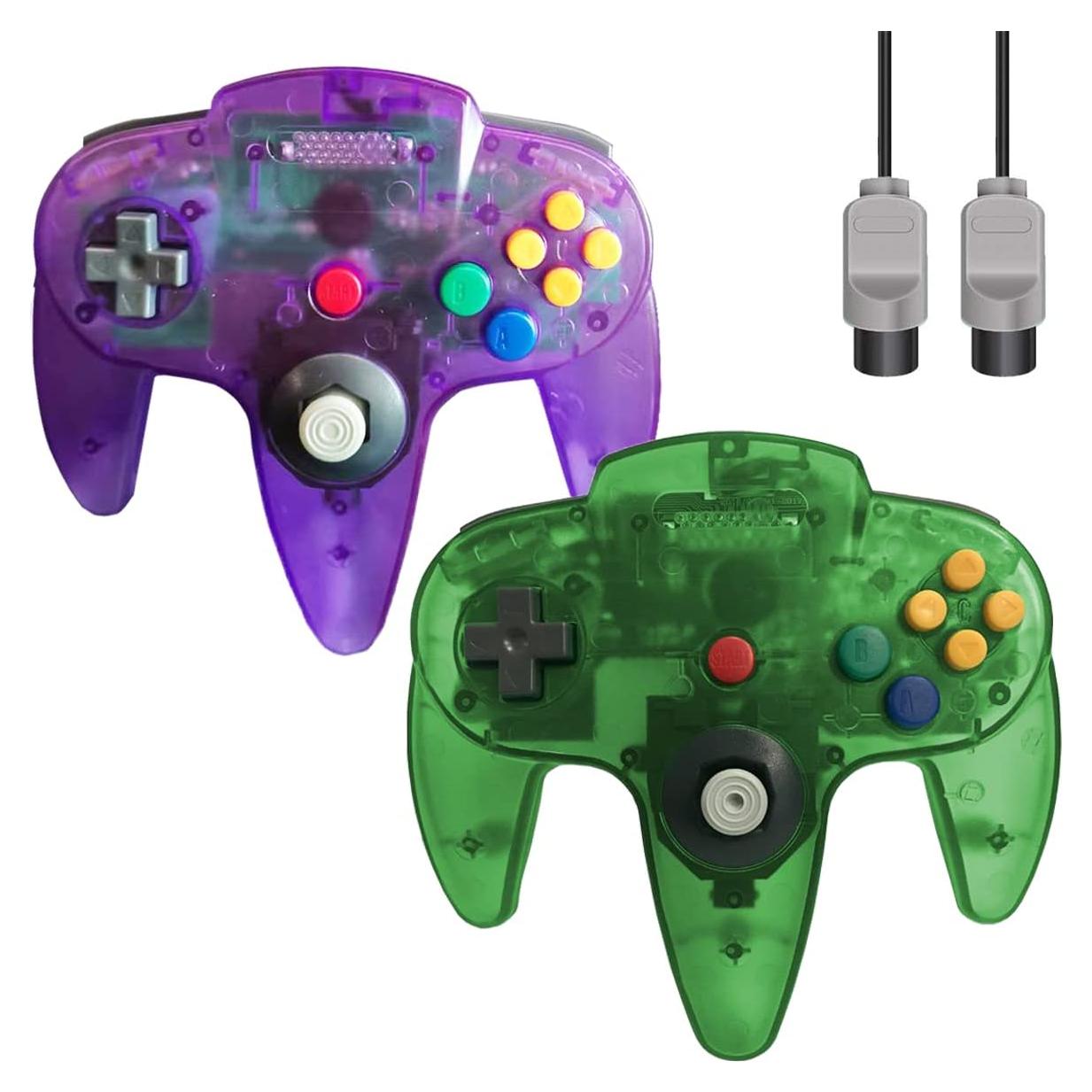 Controlador N64 ZeroStory Con Cable Verde y Púrpura 1.8m