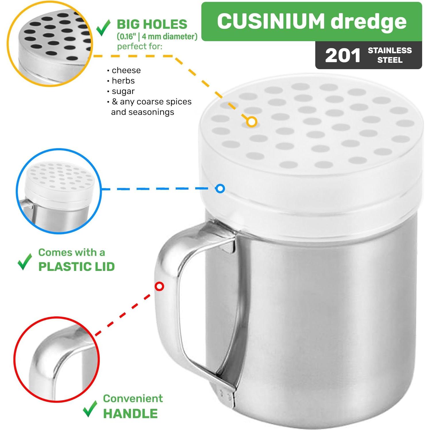 Juego de 3 Dredges CUSINIUM 6oz Acero Inoxidable con Mango