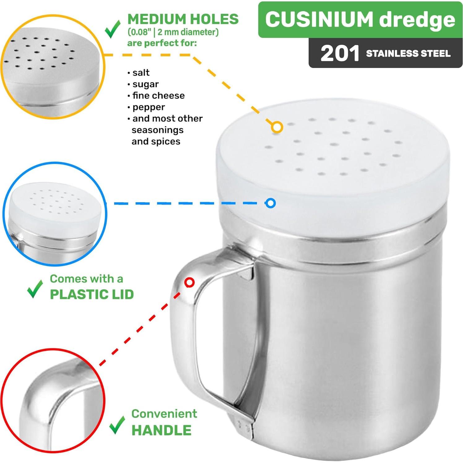 Juego de 3 Dredges CUSINIUM 6oz Acero Inoxidable con Mango