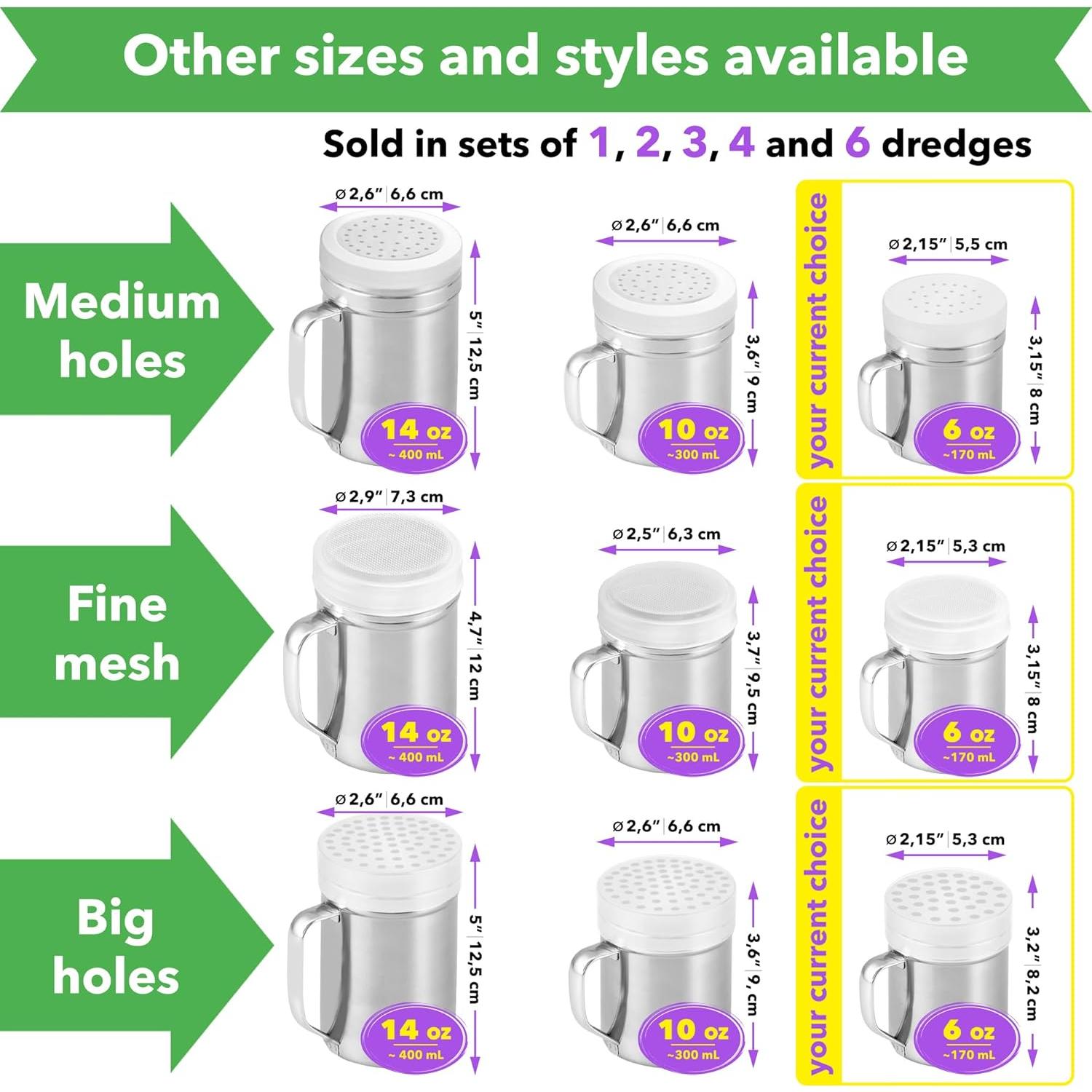 Juego de 3 Dredges CUSINIUM 6oz Acero Inoxidable con Mango