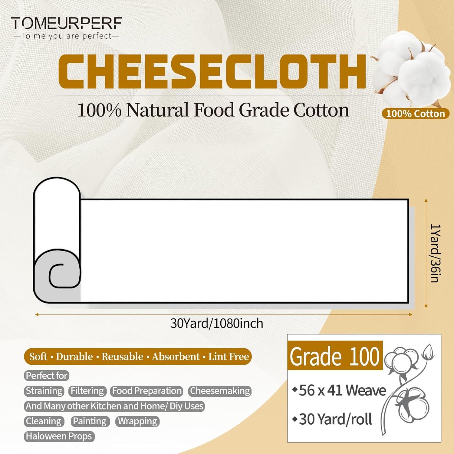 Rollo de Tela de Queso 100% Algodón Natural 27.43m Tomeurperf