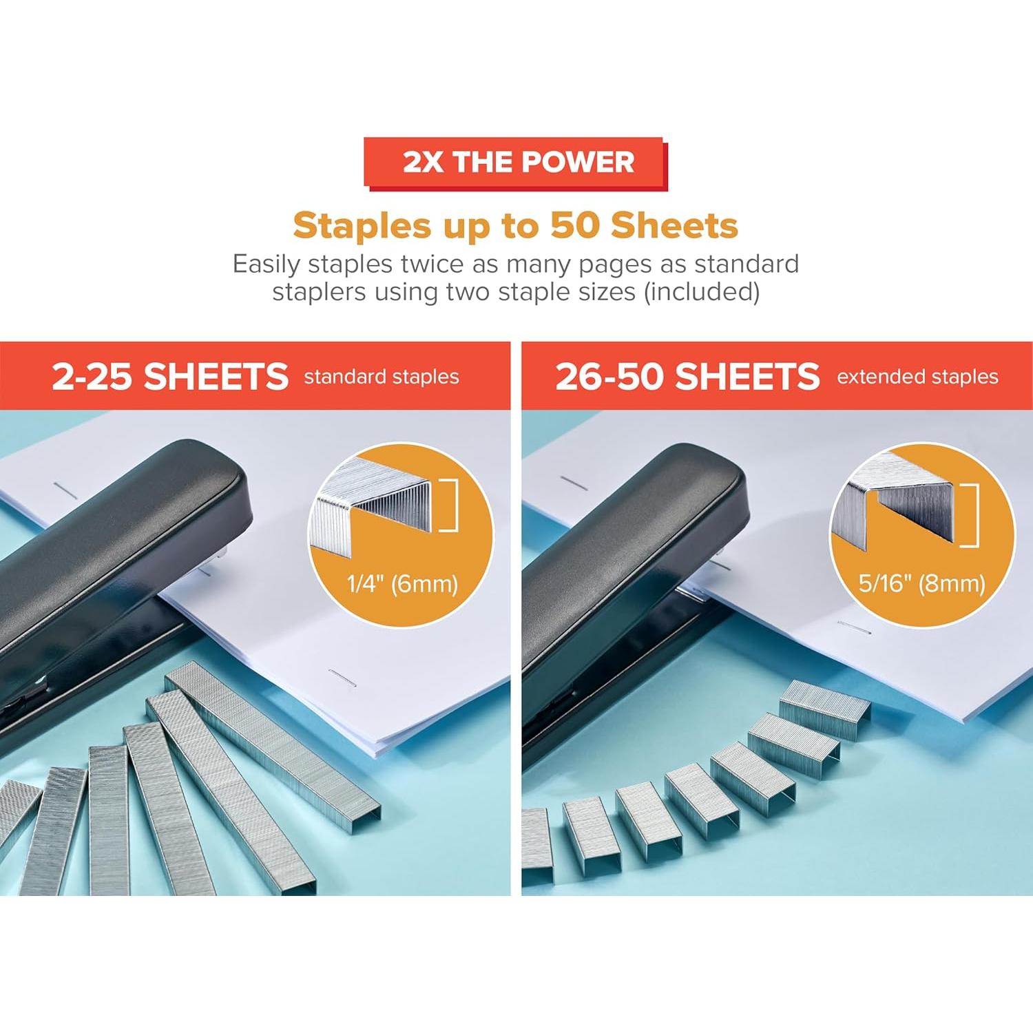 Grapadora Bostitch Titan Metal Negra 50 Hojas 1750 Grapas