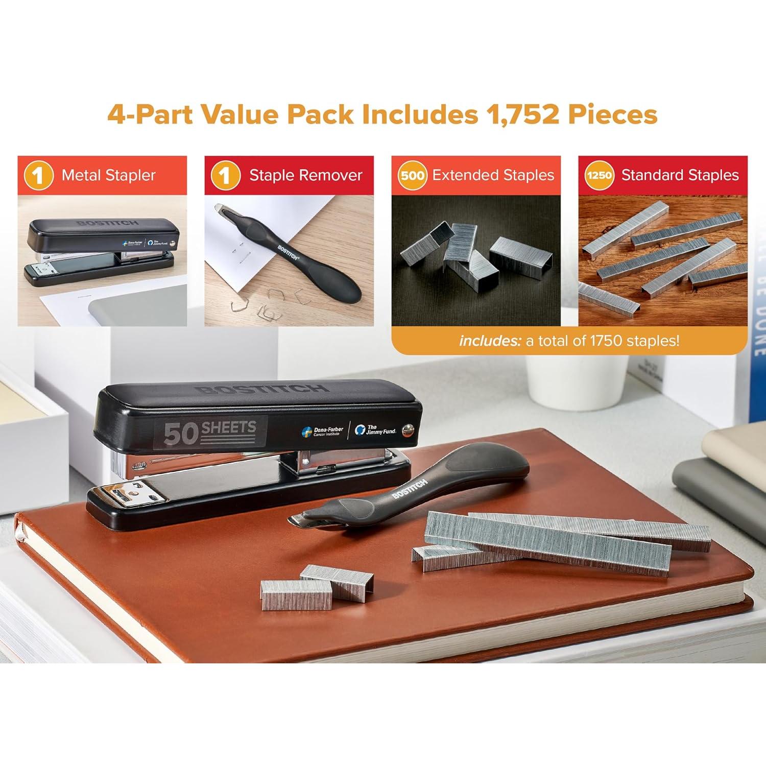 Grapadora Bostitch Titan Metal Negra 50 Hojas 1750 Grapas