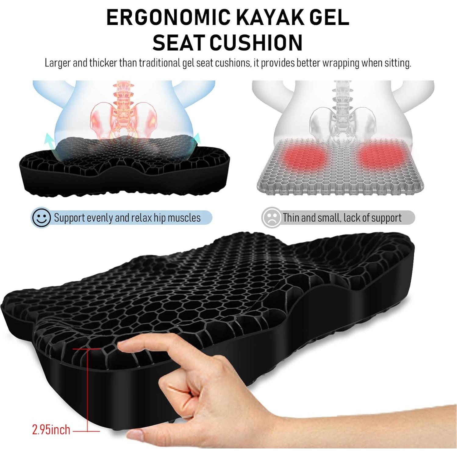 Cojín de Asiento de Gel Impermeable JINSILU 41x37cm Antideslizante