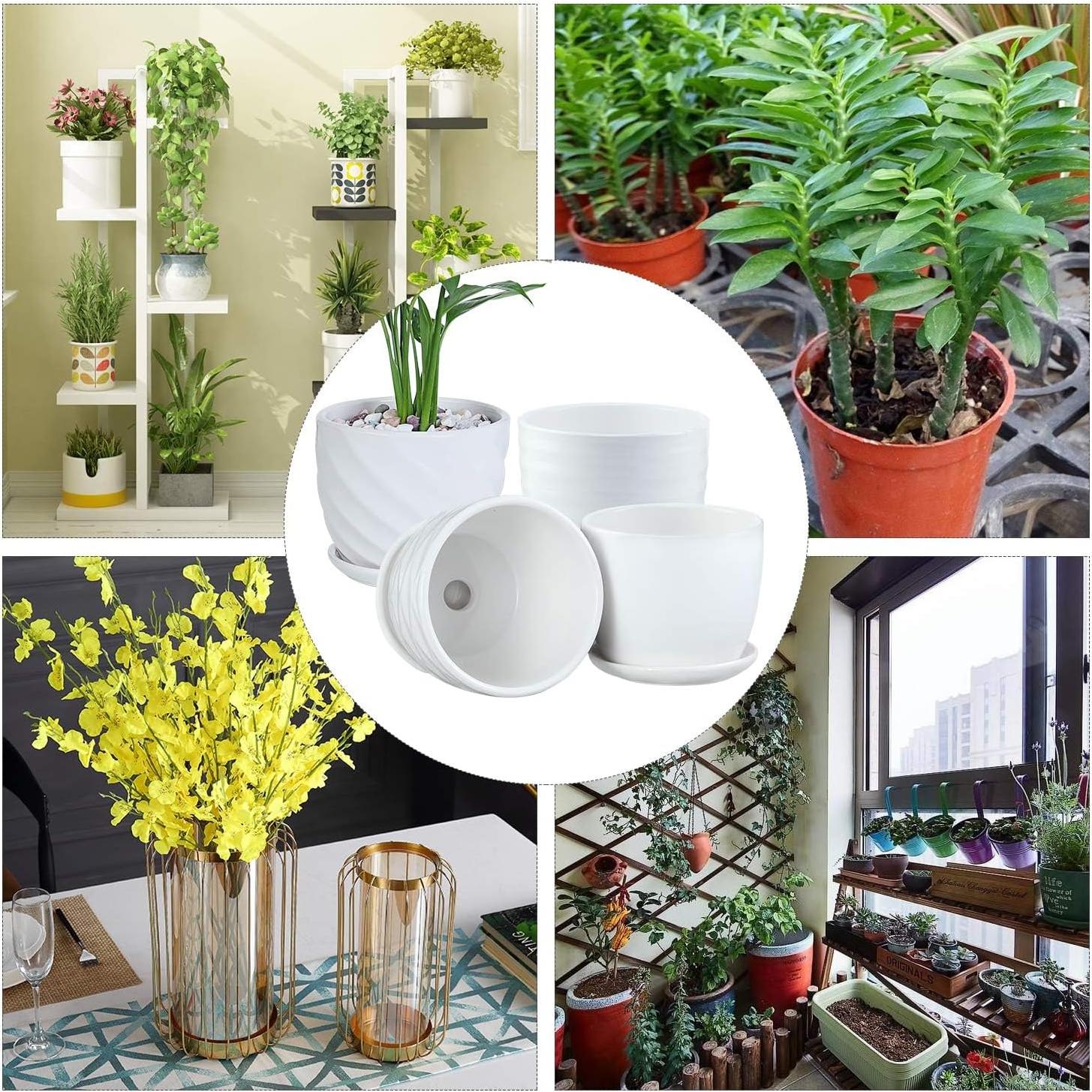 Macetas de cerámica cilíndricas Sietpoek 11.9 cm juego de 4