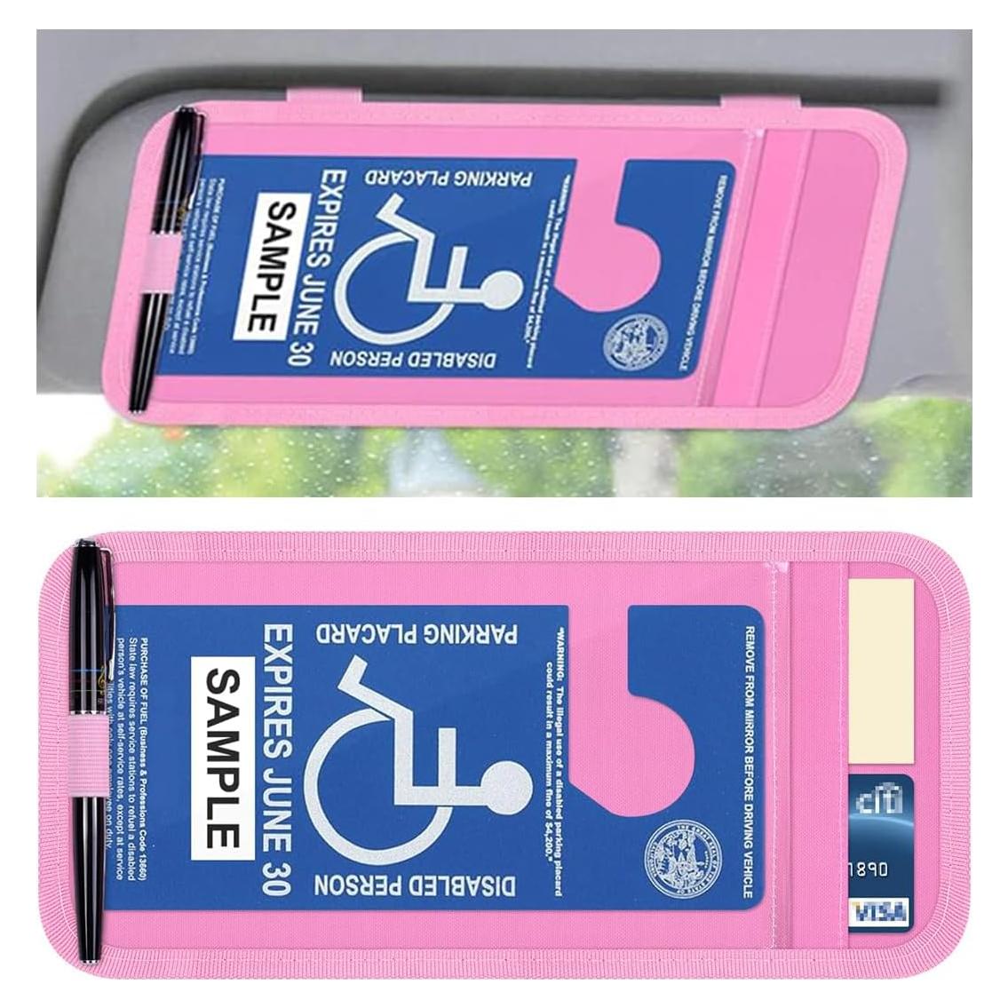 Soporte de Tarjeta de Discapacidad JOYCOURT para Coche Rosa