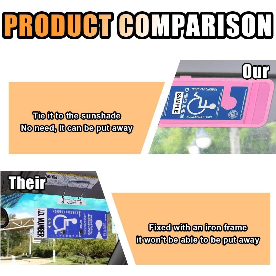 Soporte de Tarjeta de Discapacidad JOYCOURT para Coche Rosa