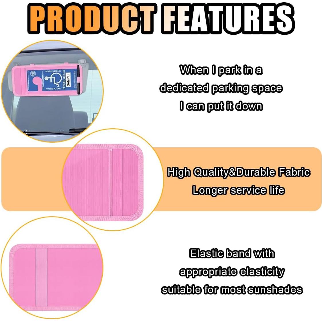 Soporte de Tarjeta de Discapacidad JOYCOURT para Coche Rosa