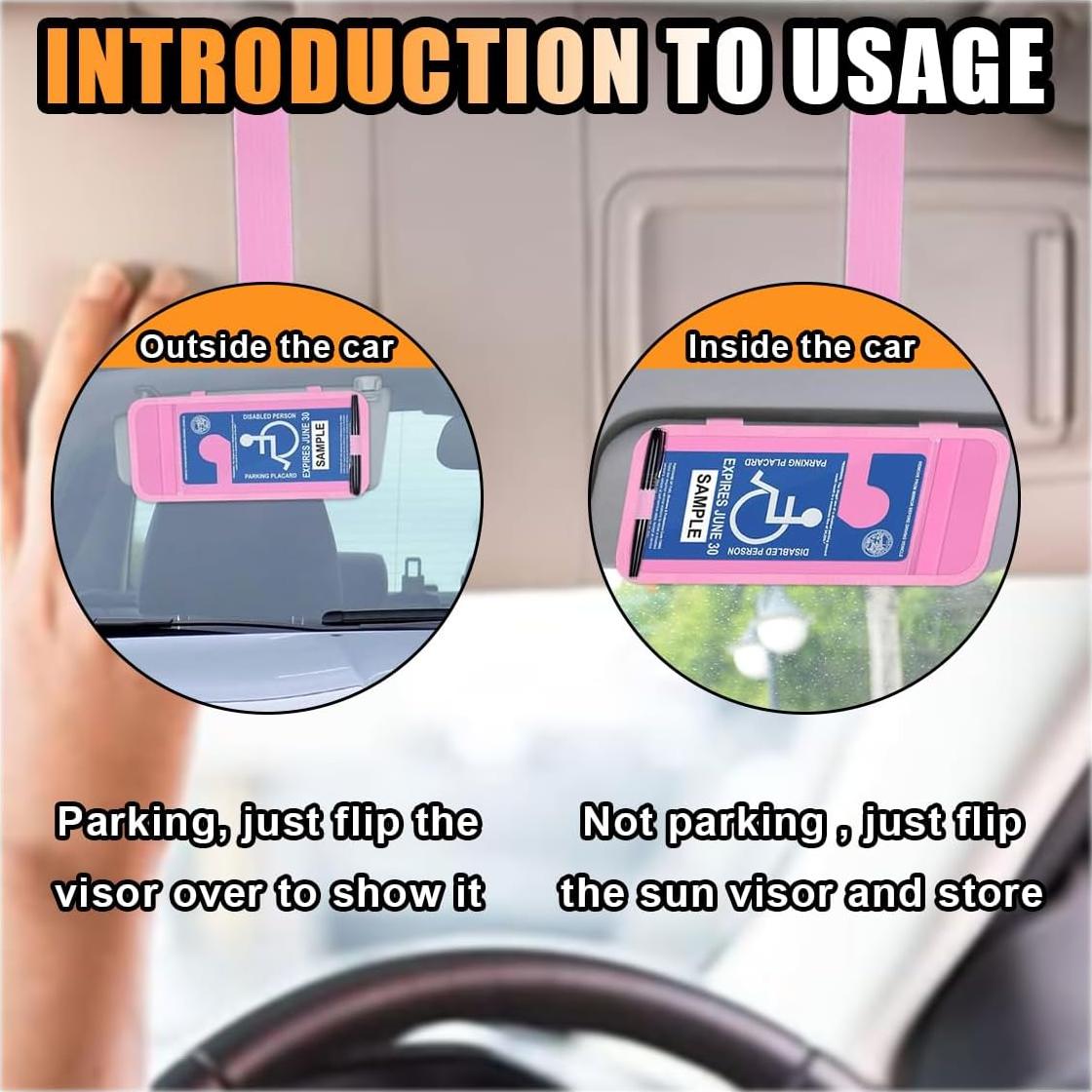 Soporte de Tarjeta de Discapacidad JOYCOURT para Coche Rosa