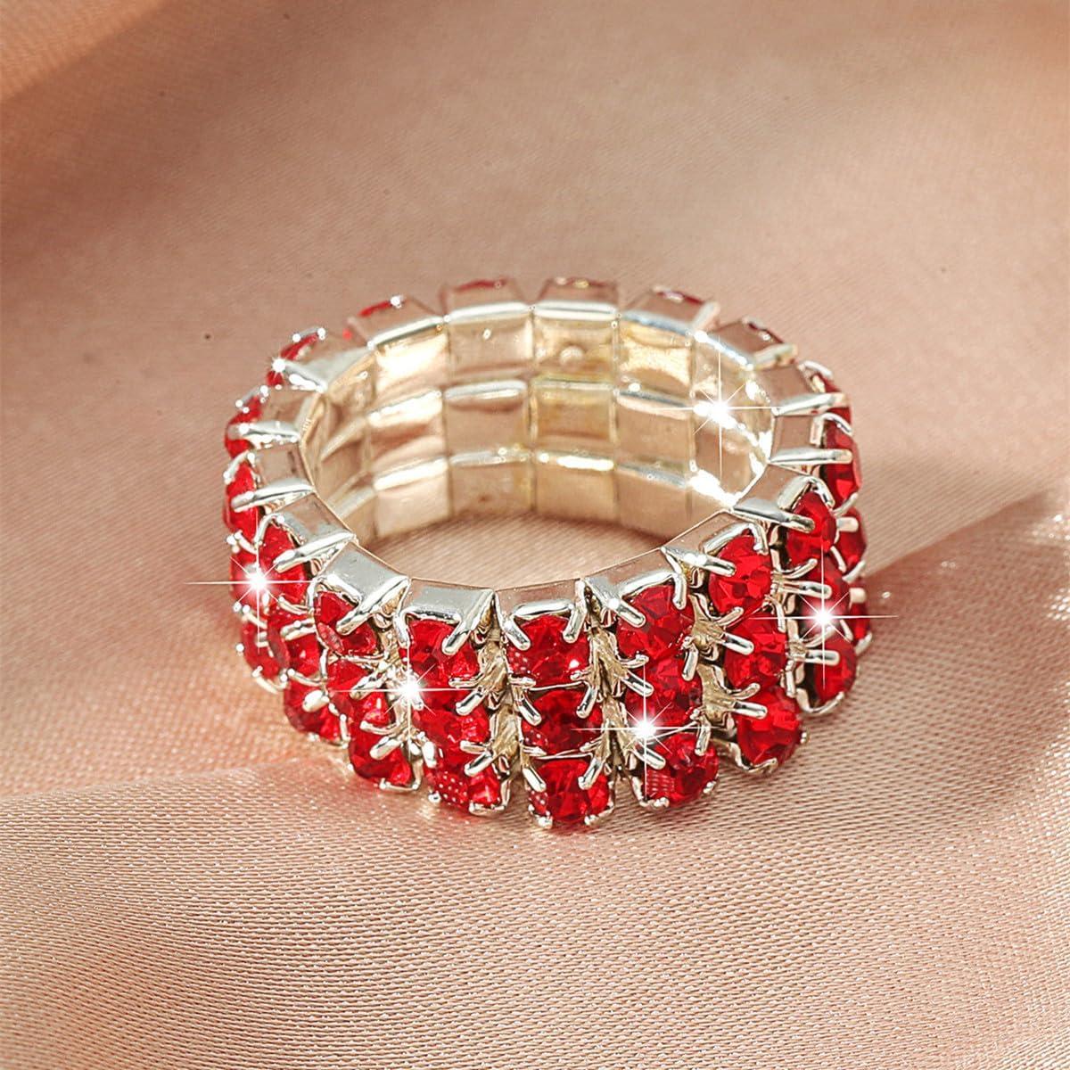 Conjunto de 10 Anillos de Rhinestone Brillantes Ajustables