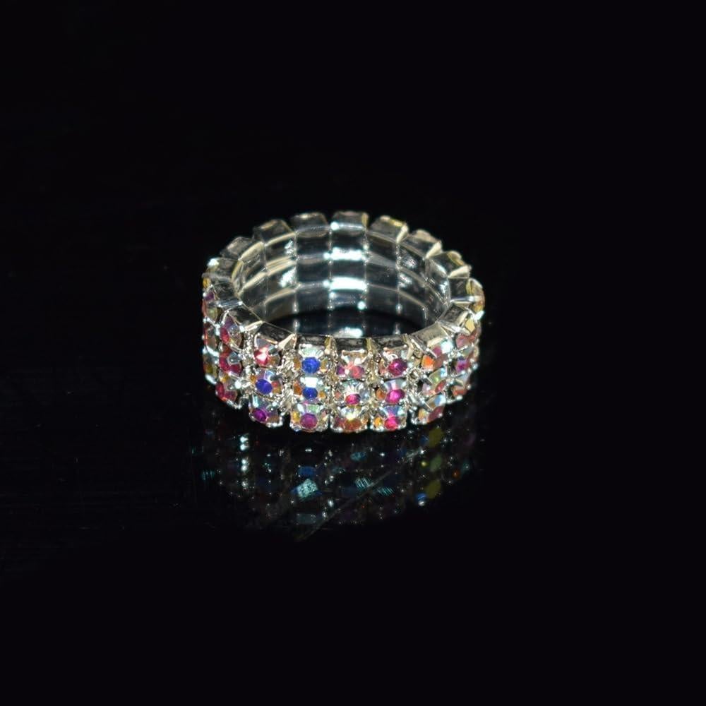 Conjunto de 10 Anillos de Rhinestone Brillantes Ajustables