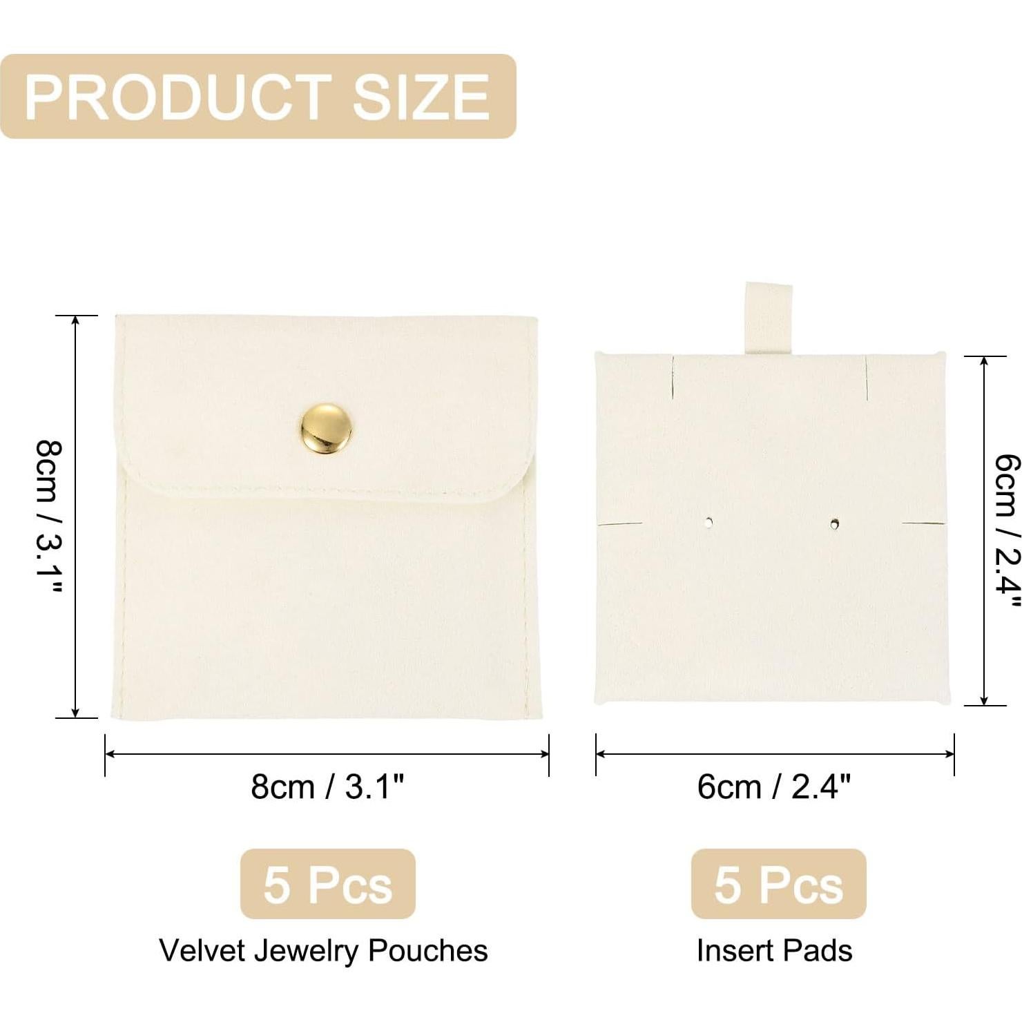 Bolsas de Joyas de Terciopelo uxcell 5 Pcs Beige 8x8cm