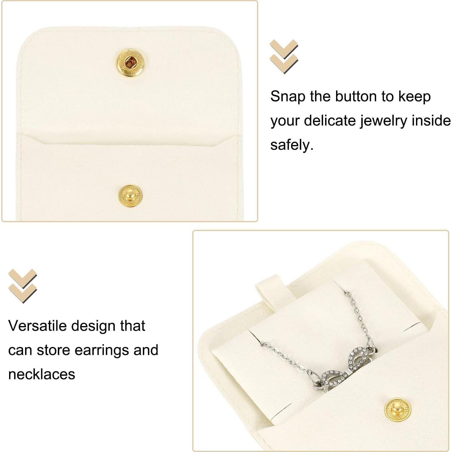 Bolsas de Joyas de Terciopelo uxcell 5 Pcs Beige 8x8cm