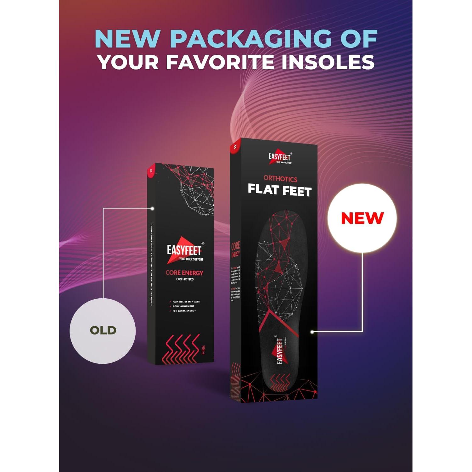 Plantillas Ortopédicas EASYFEET para Alivio de Fascitis Plantar - Soporte Arco Alto Unisex