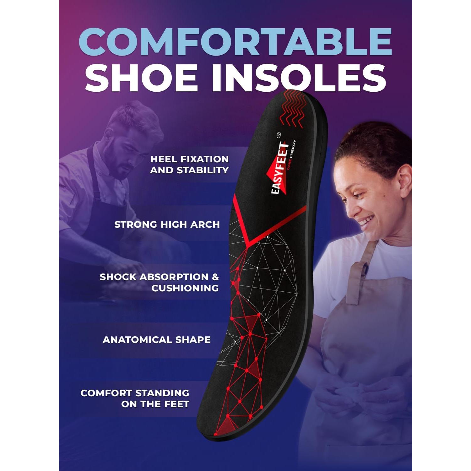 Plantillas Ortopédicas EASYFEET para Alivio de Fascitis Plantar - Soporte Arco Alto Unisex